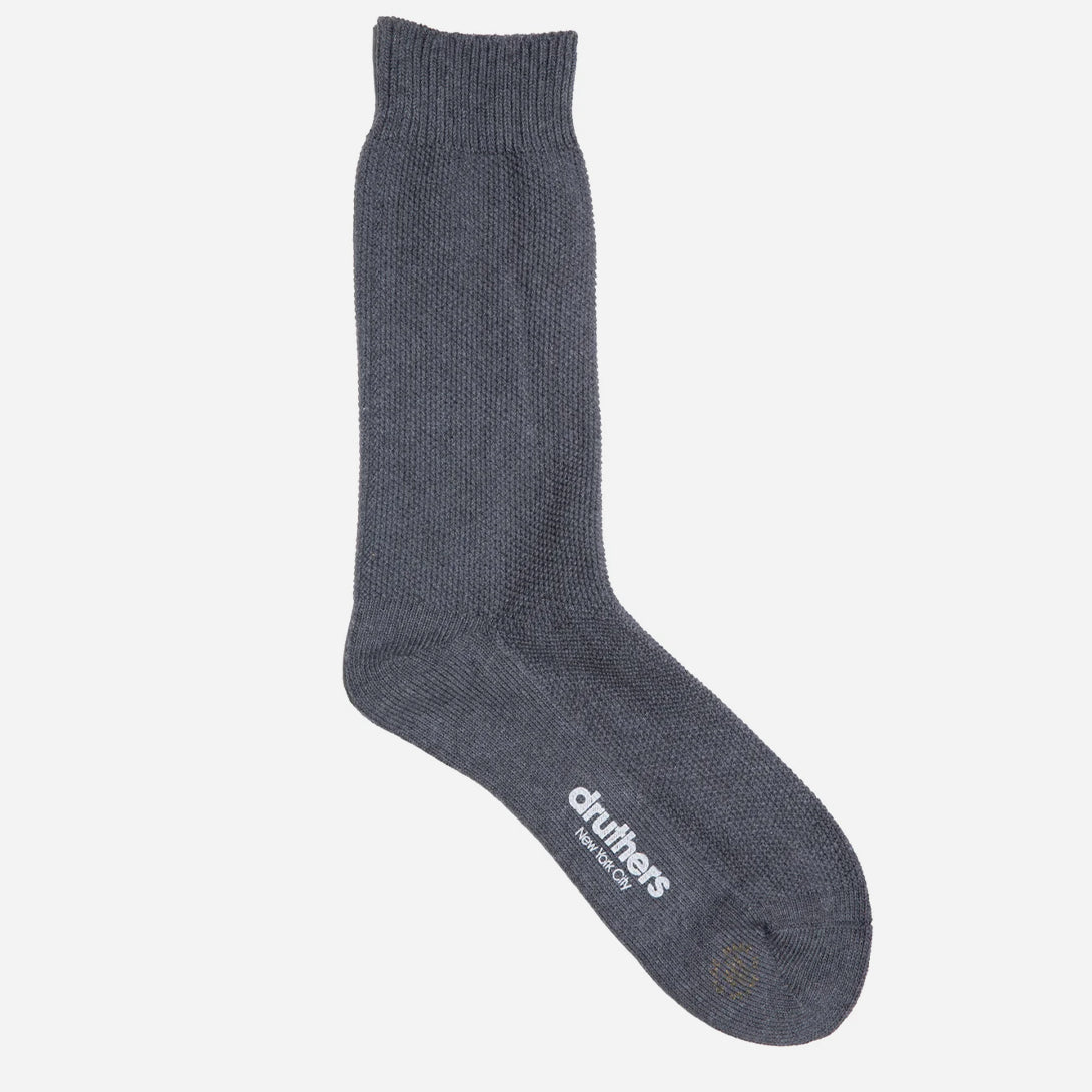 Charcoal Organic Cotton Pique Dress Sock