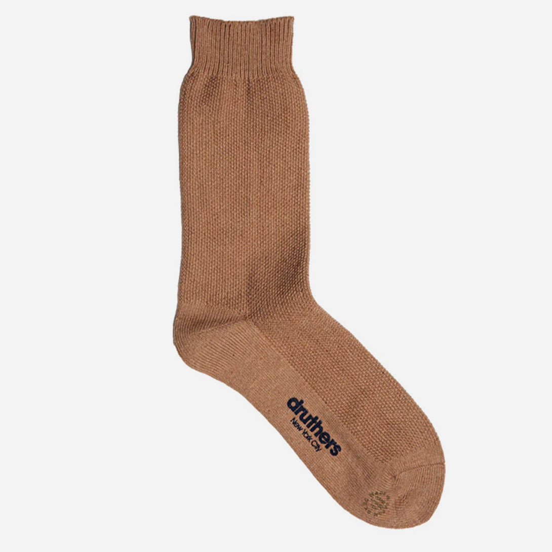 Fox Brown Organic Cotton Pique Dress Sock Druthers Socks