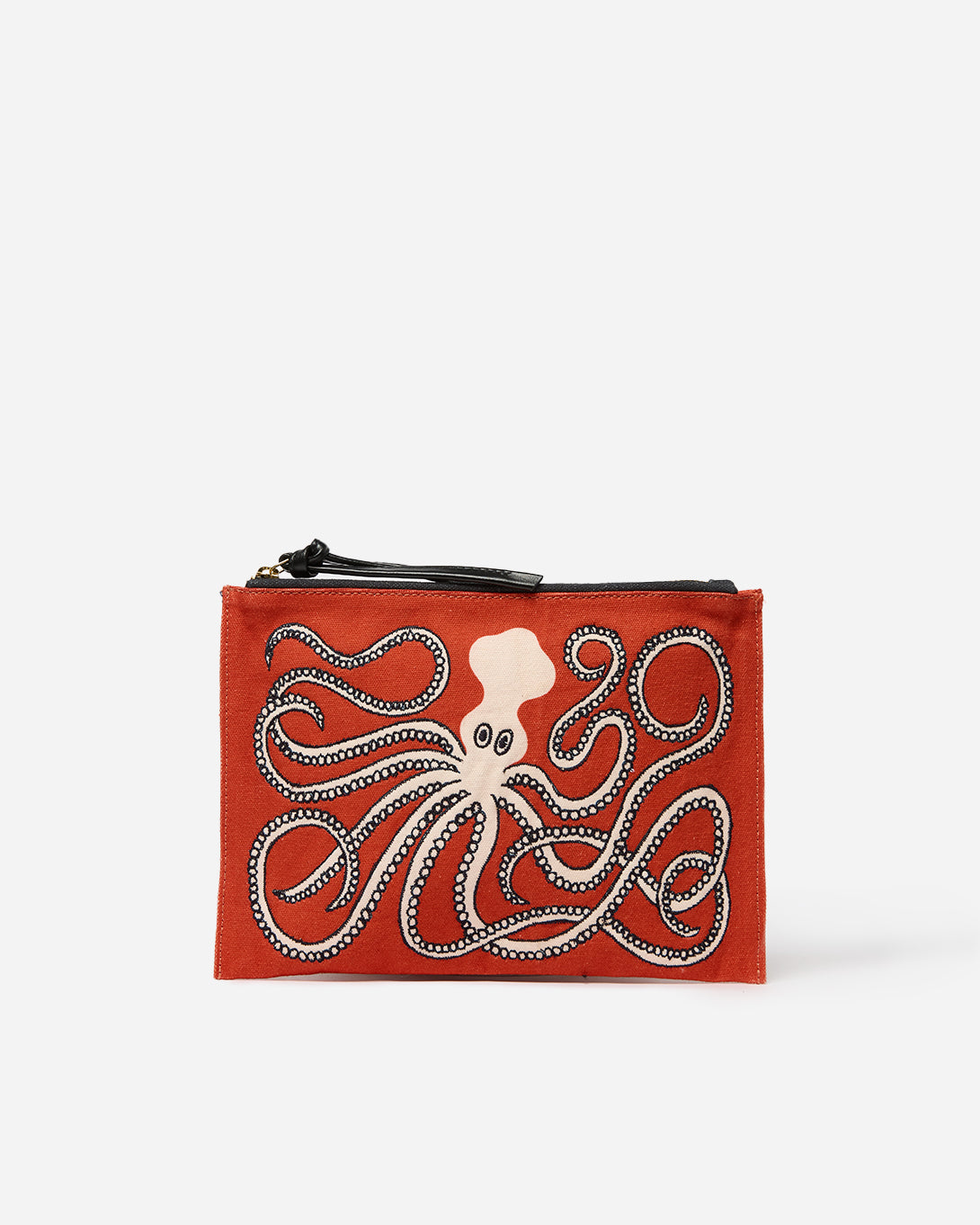 Octopus Orange Embroidered Pouch Embroidered Logo Inoui Editions