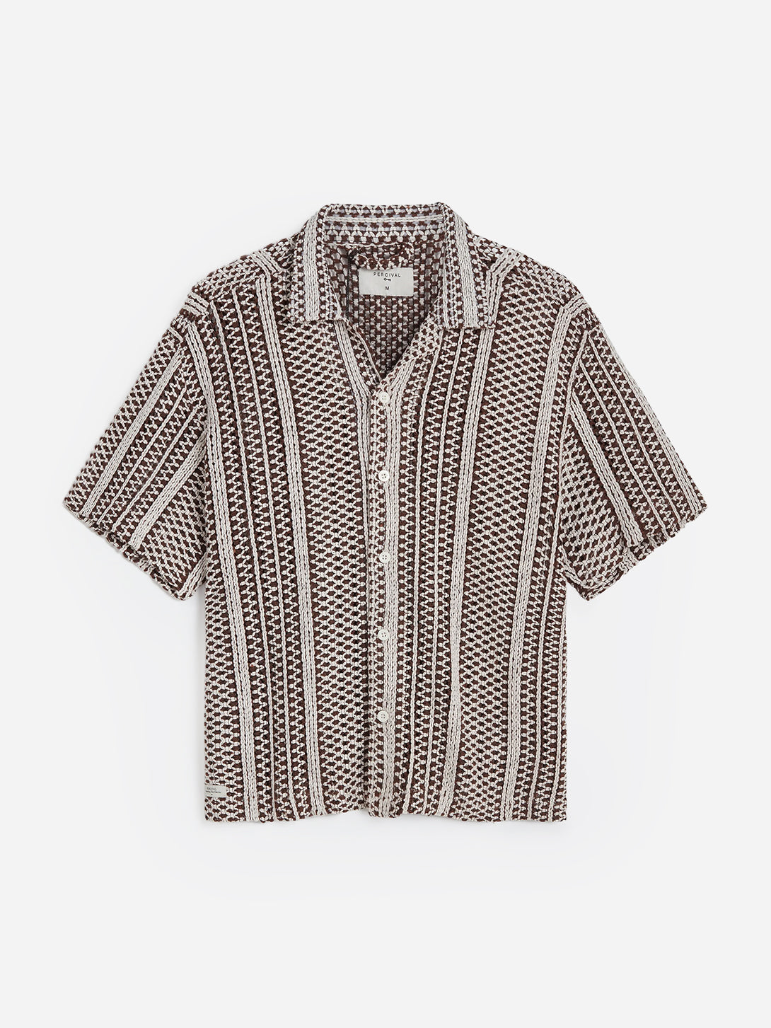 Black Hugh Crochet Cuban Shirt Mens Camp Collar Knit Shirt Percival