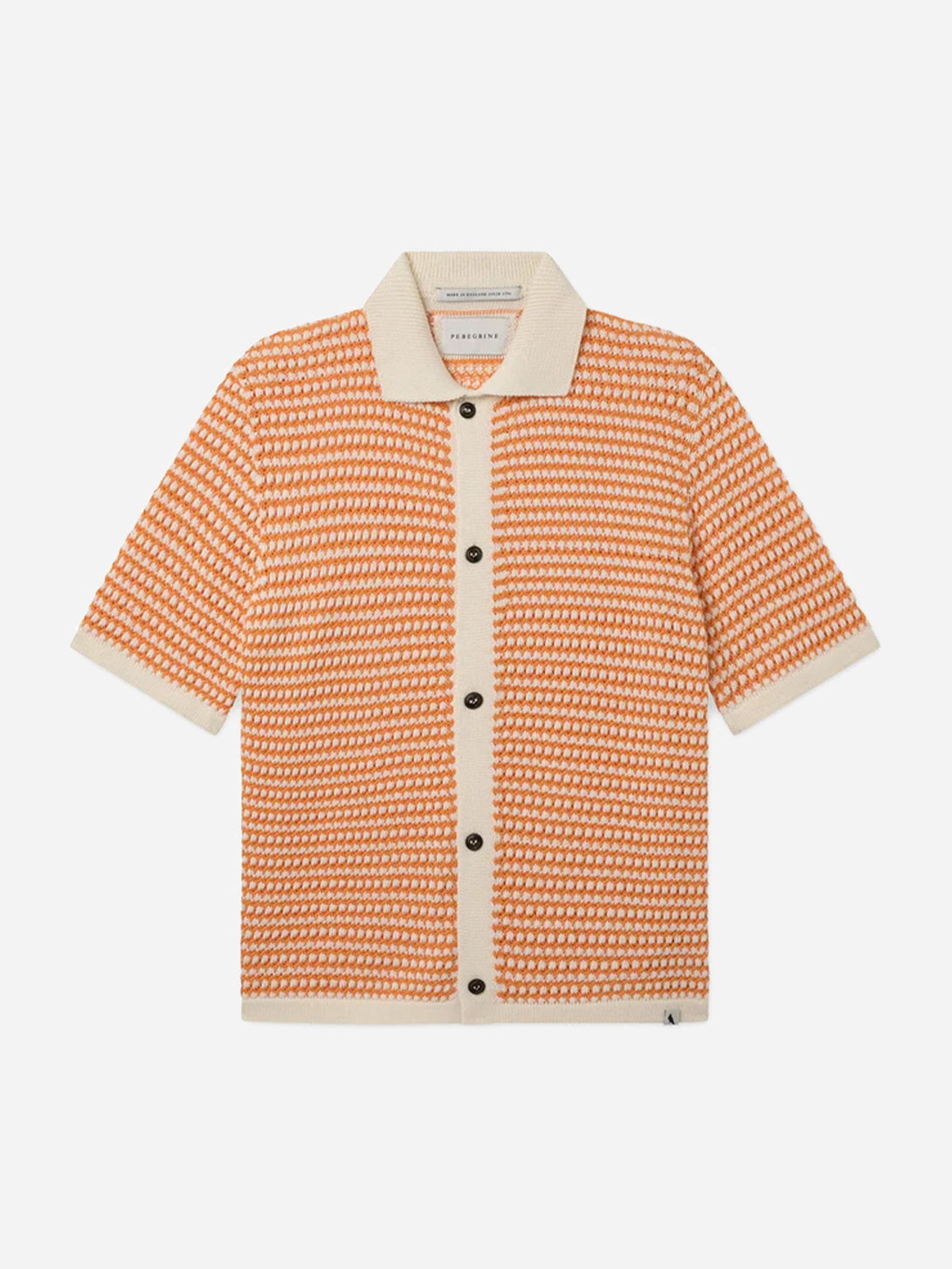 Apricot Island Crochet Shirt Mens Collared Button Up Short Sleeve Knit Shirt Peregrine Clothing