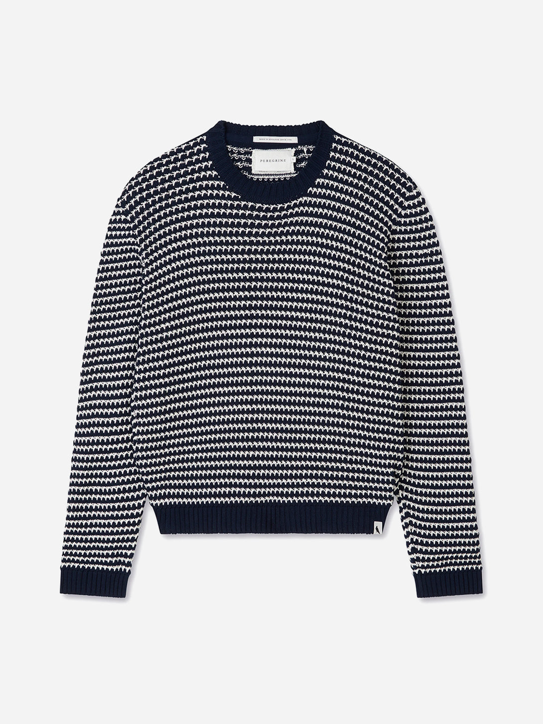 Navy Island Crochet Jumper Mens Knitted Pattern Stripe Pullover Peregrine Clothing