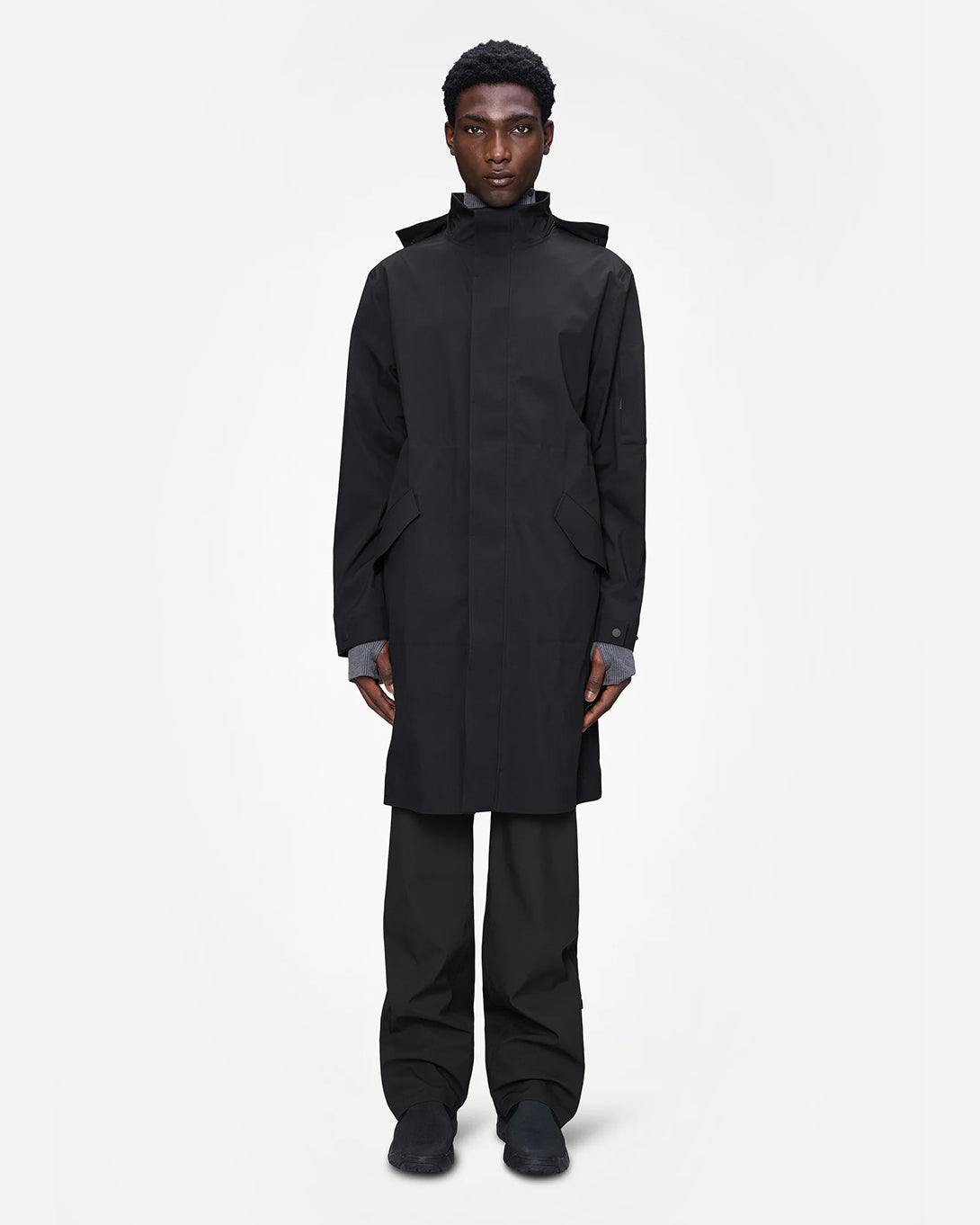 Black Suva Hardshell Coat W3 Mens Long Polyester Rain Coat Rains