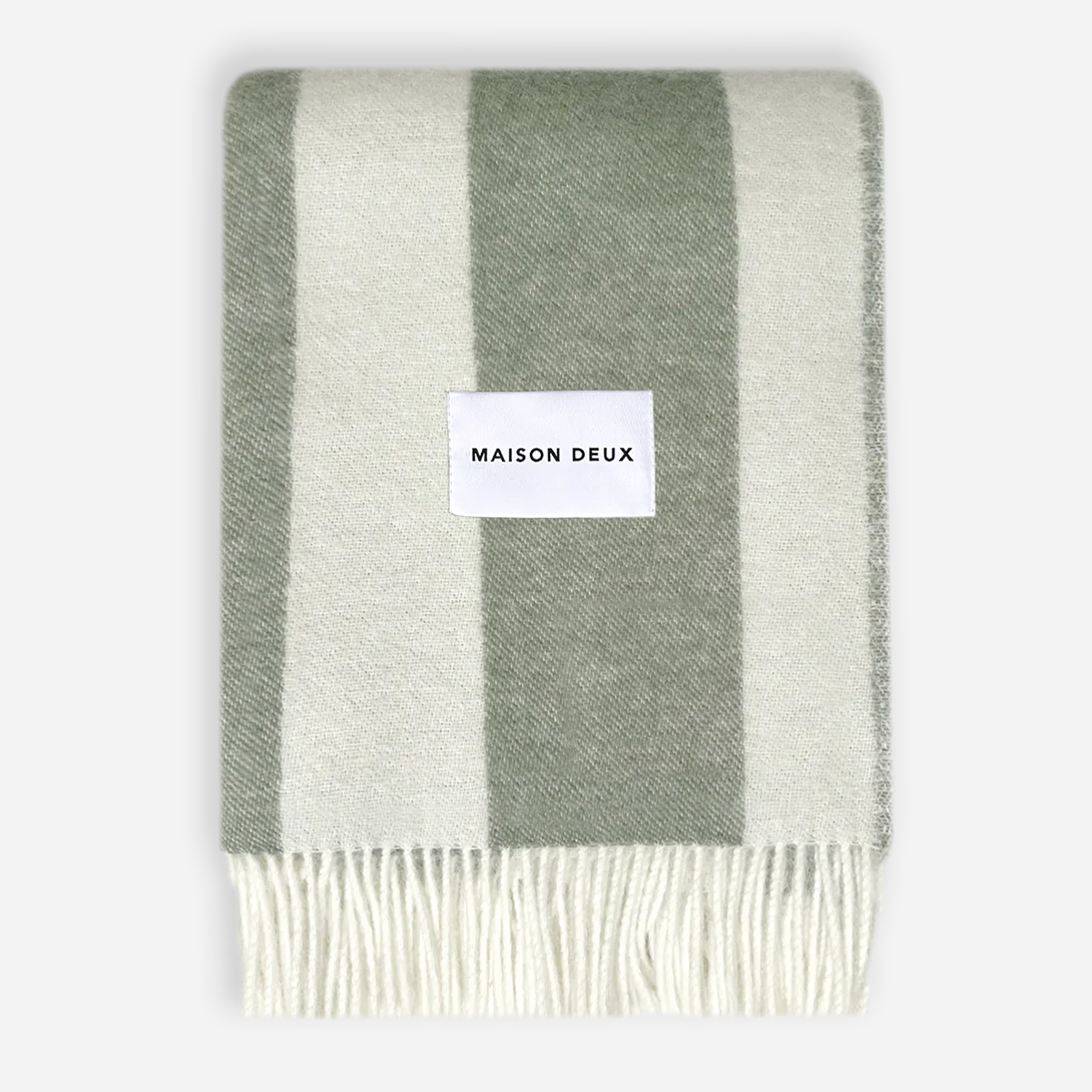 Agave OliveRough Stripe Blanket Maison Deux Blanket Couch Home Decor