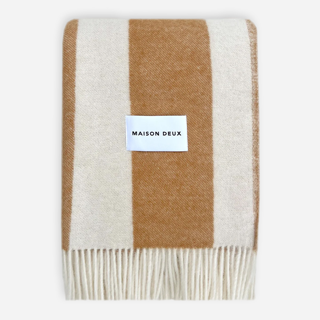 Terra Brown Rough Stripe Blanket Maison Deux Blanket Couch Home Decor