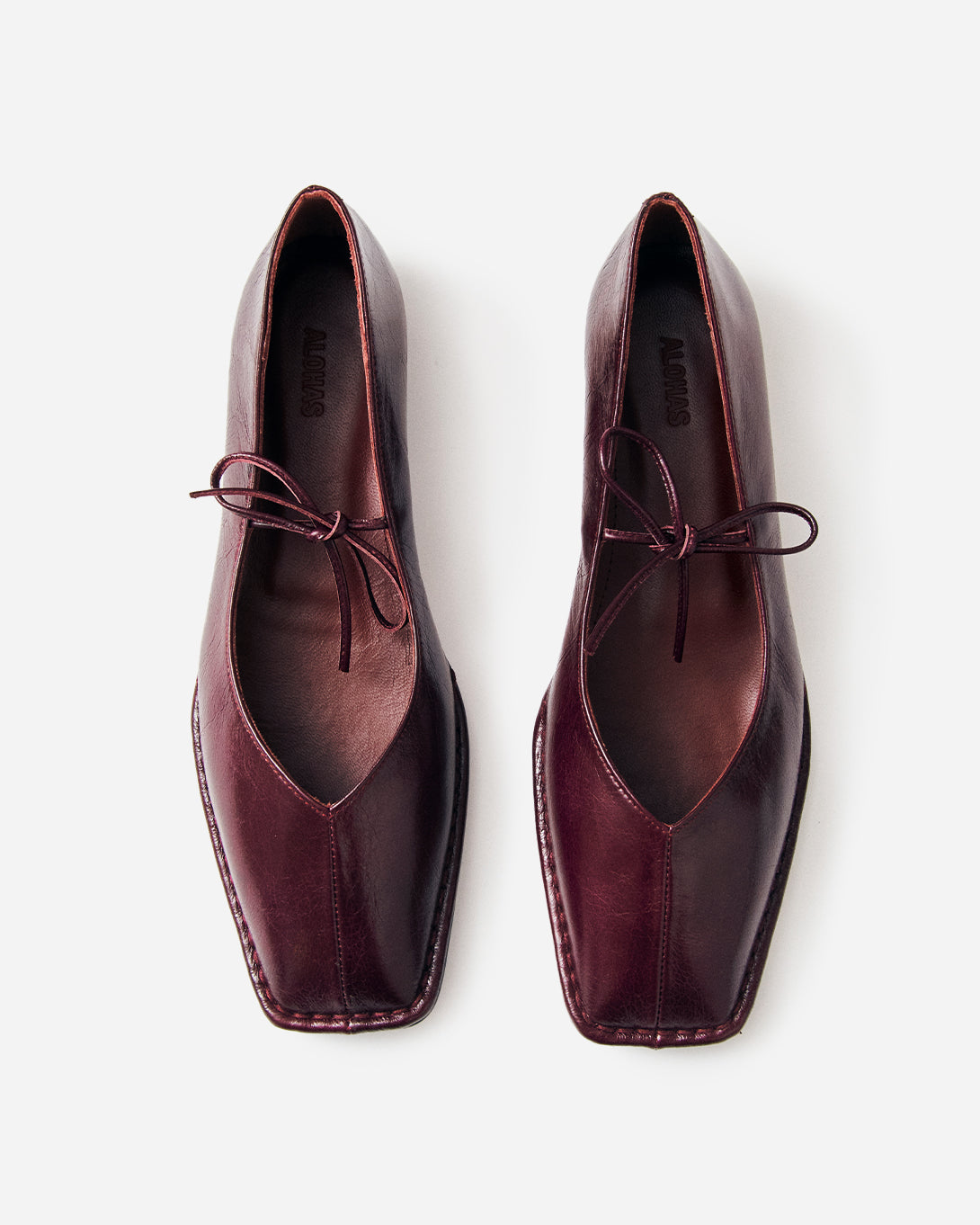 Burgundy Sway Womens Leather Flats Shoes Aloha