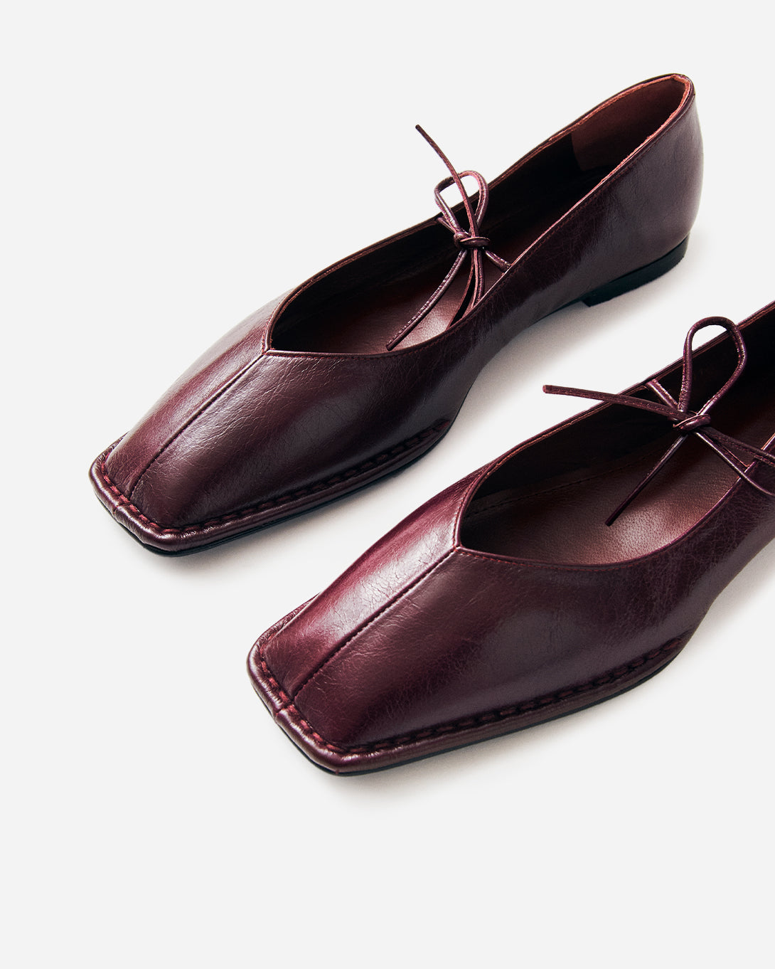 Burgundy Sway Womens Leather Flats Shoes Aloha