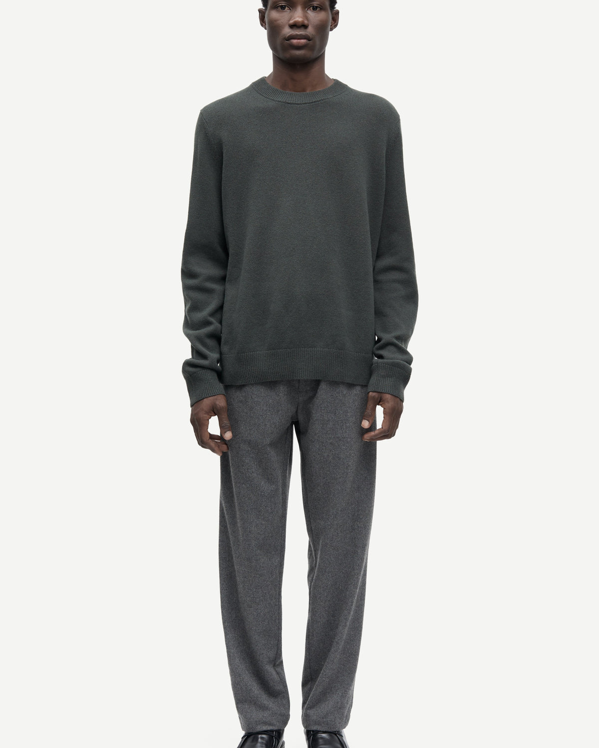 Dark Grey Mel Sabertil Trousers Mens Pleated Pants Samsoe Samsoe