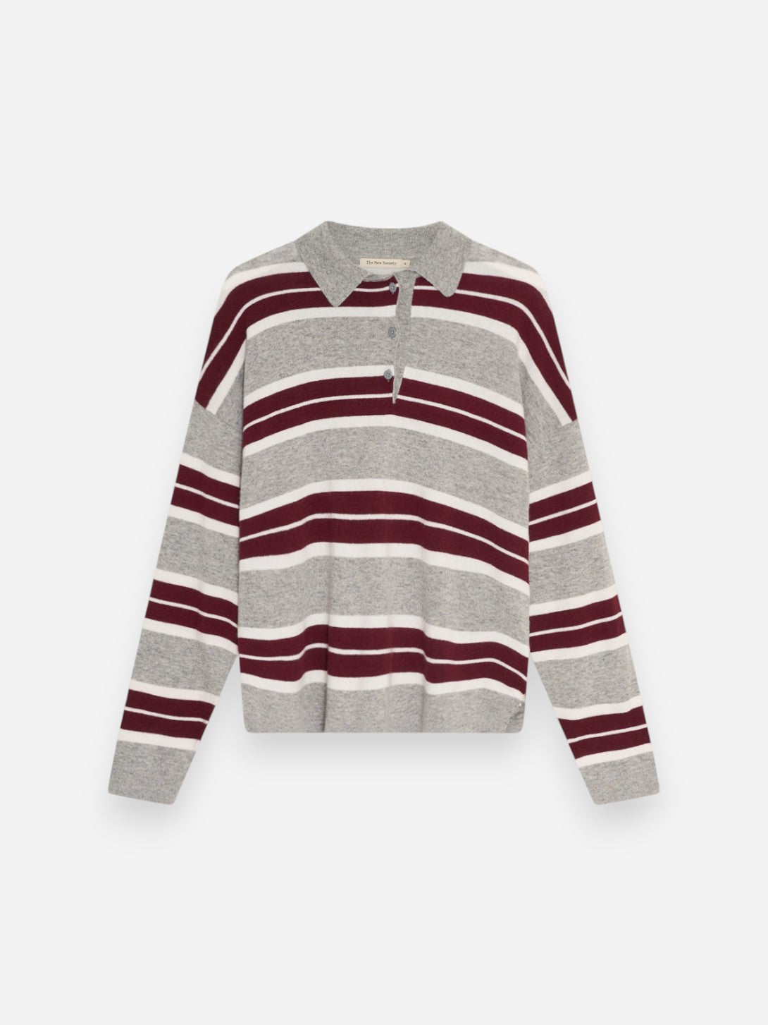 Spin Stripe Spin Woman Polo Womens Knit Striped Polo Long Sleeve The New Society