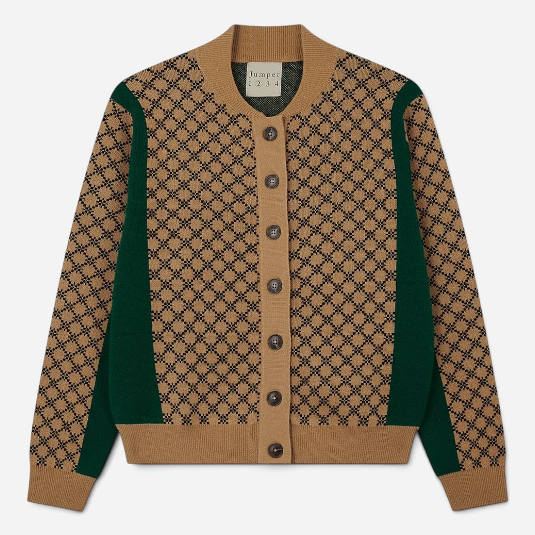 Vicuna Graphic Sport Block Check Cardigan Womens Cardigan Jumper1234