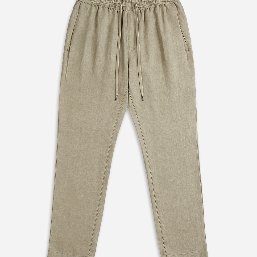Khaki Ward Linen Pants Mens ONS Sumer Linen Drawstring Trouser