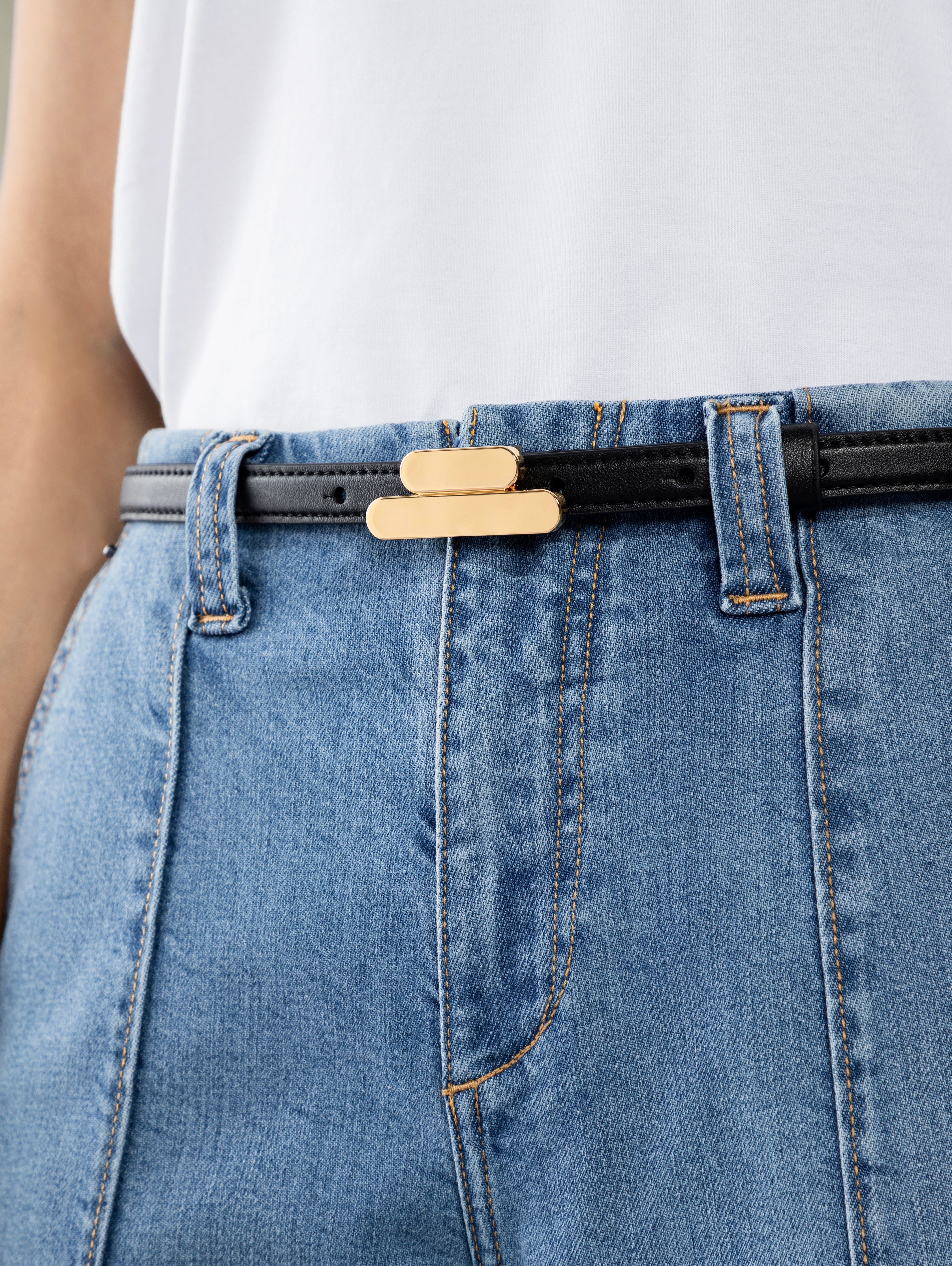 Black Bespoke Buckle Belt Womens Pant Belt