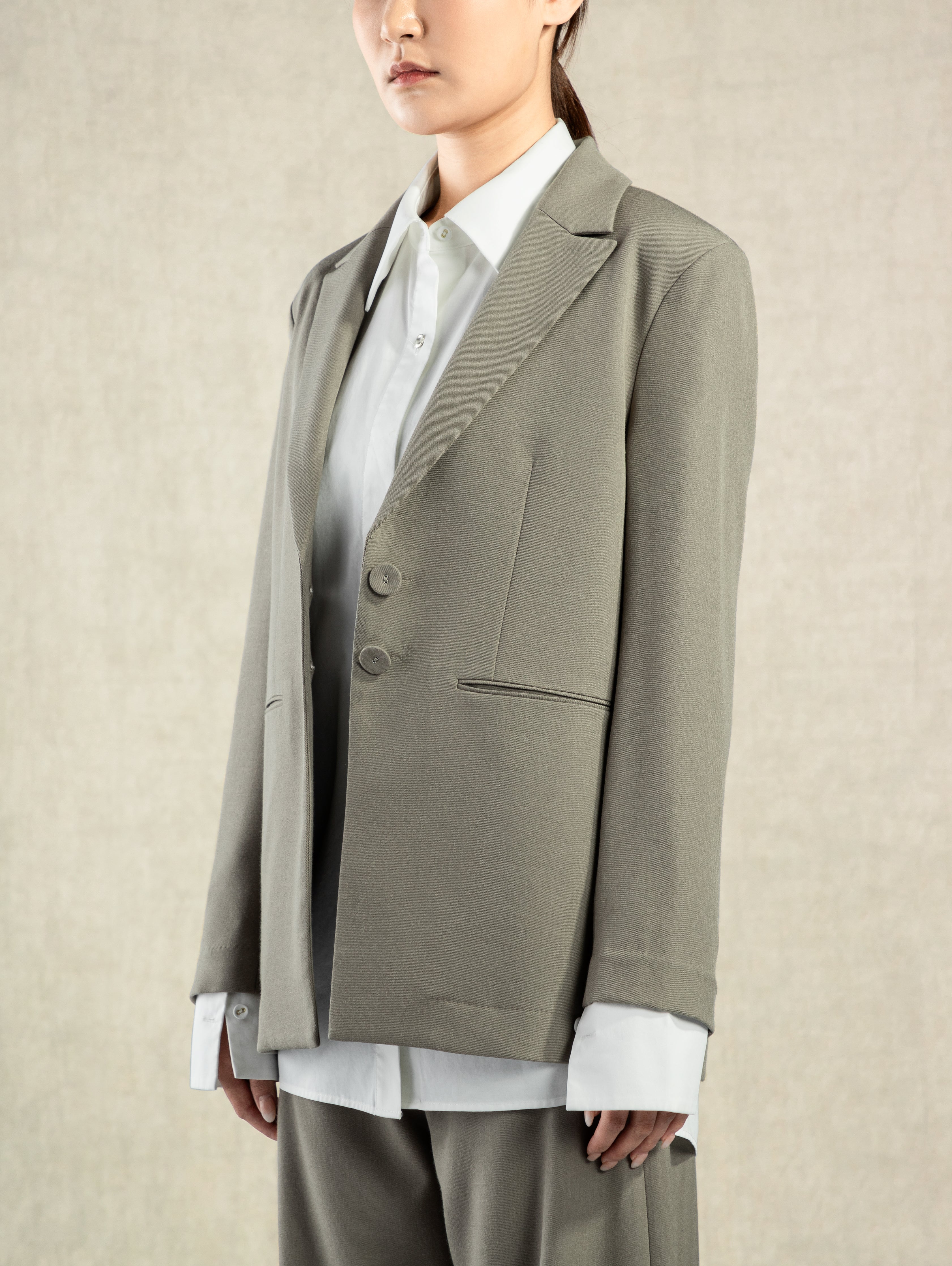 Khaki Classic Blazer Double Pocket Two Button Blazer