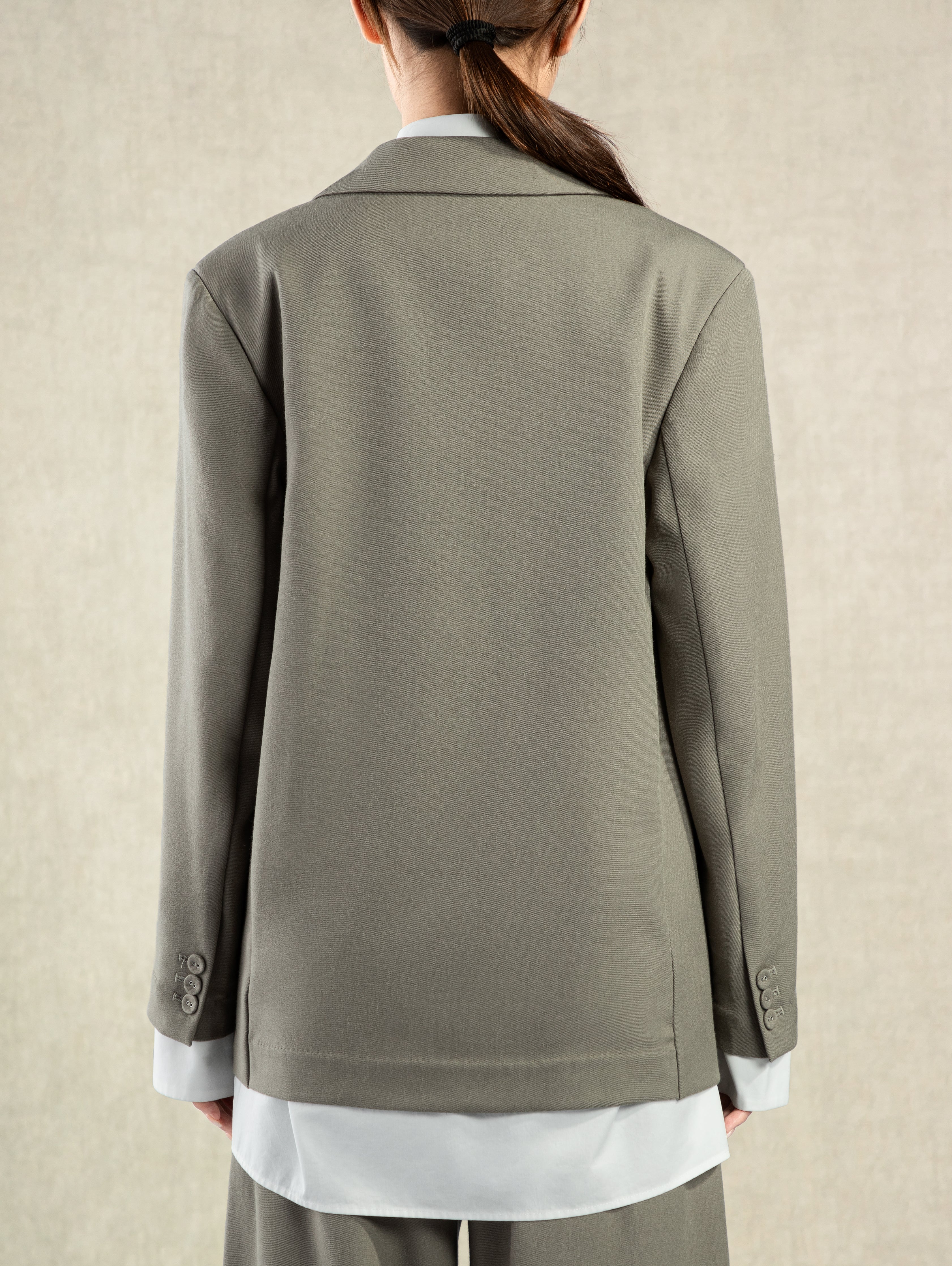 Khaki Classic Blazer Double Pocket Two Button Blazer