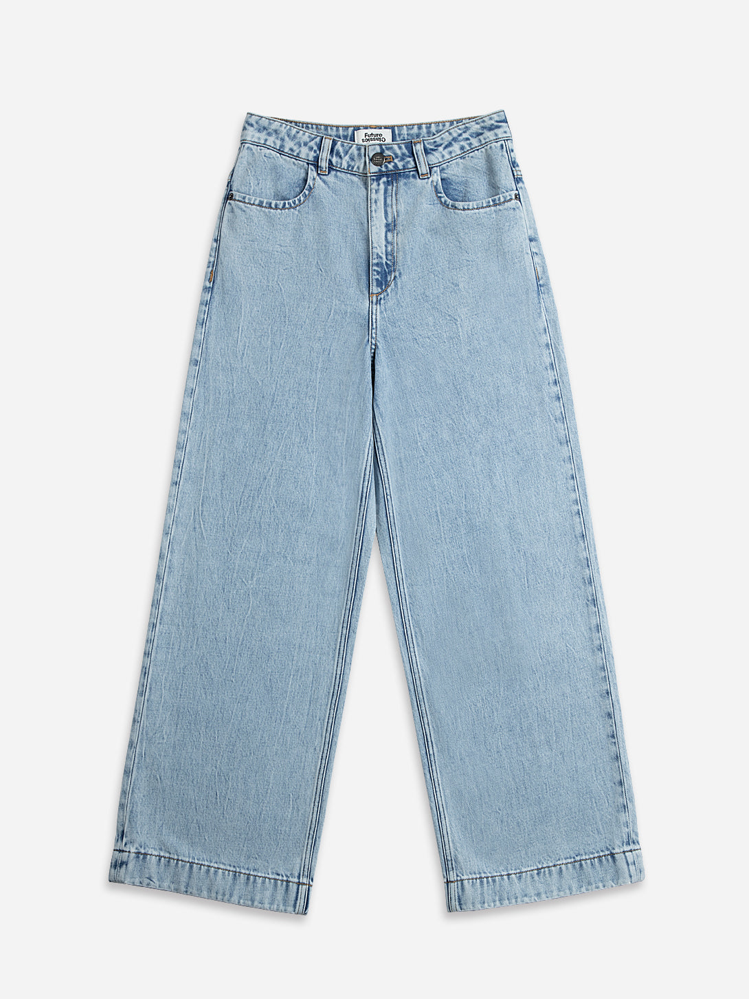 Bleach Indigo Bleached Straight Fit Jeans Wide Legged Jeans