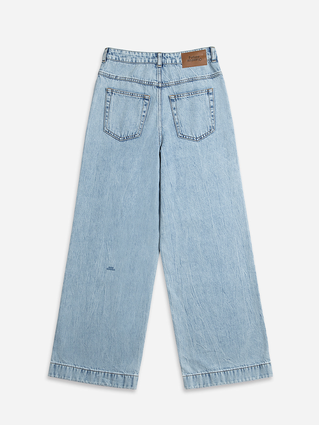 Bleach Indigo Bleached Straight Fit Jeans Wide Legged Jeans
