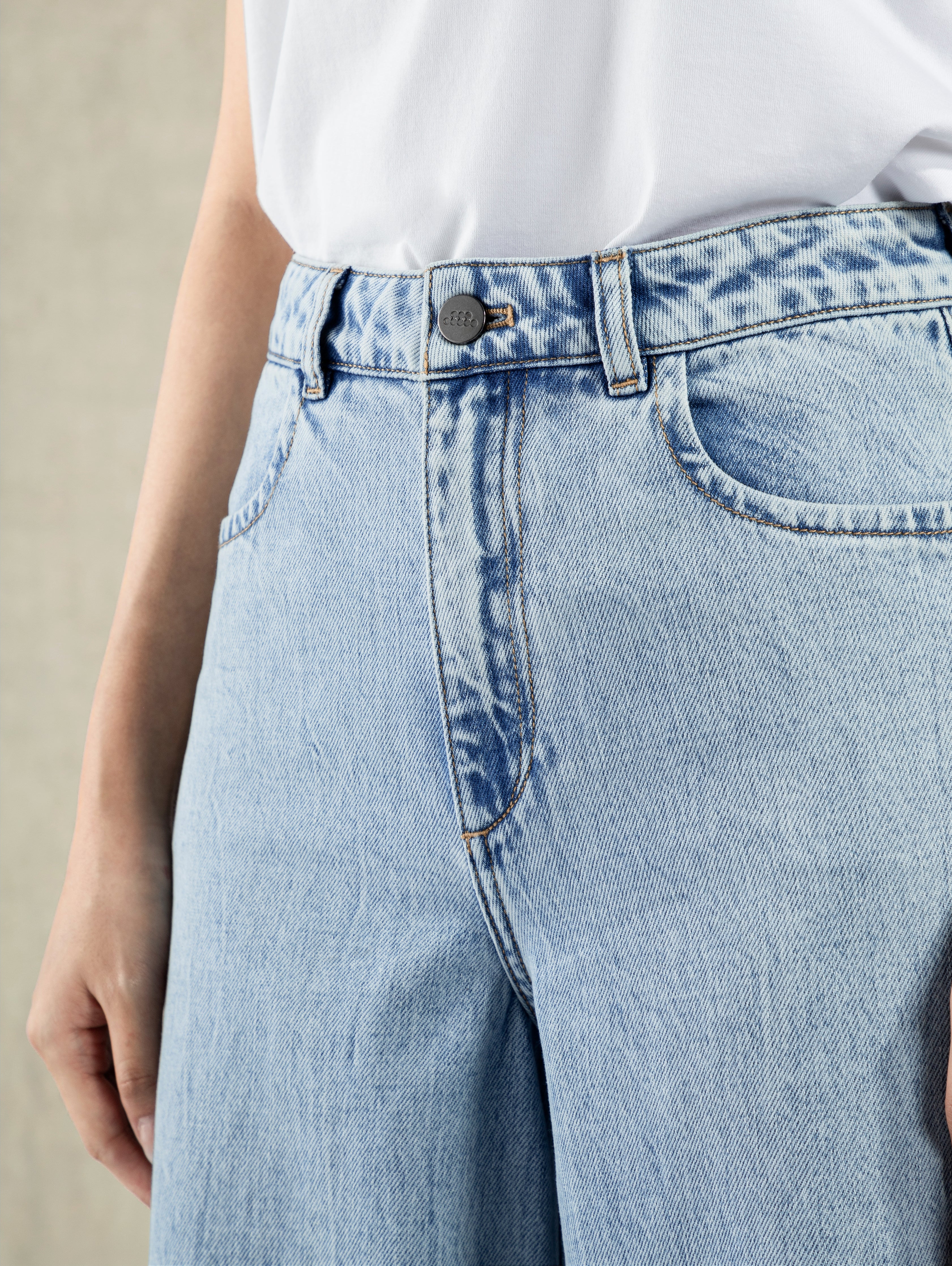 Bleach Indigo Bleached Straight Fit Jeans Wide Legged Jeans