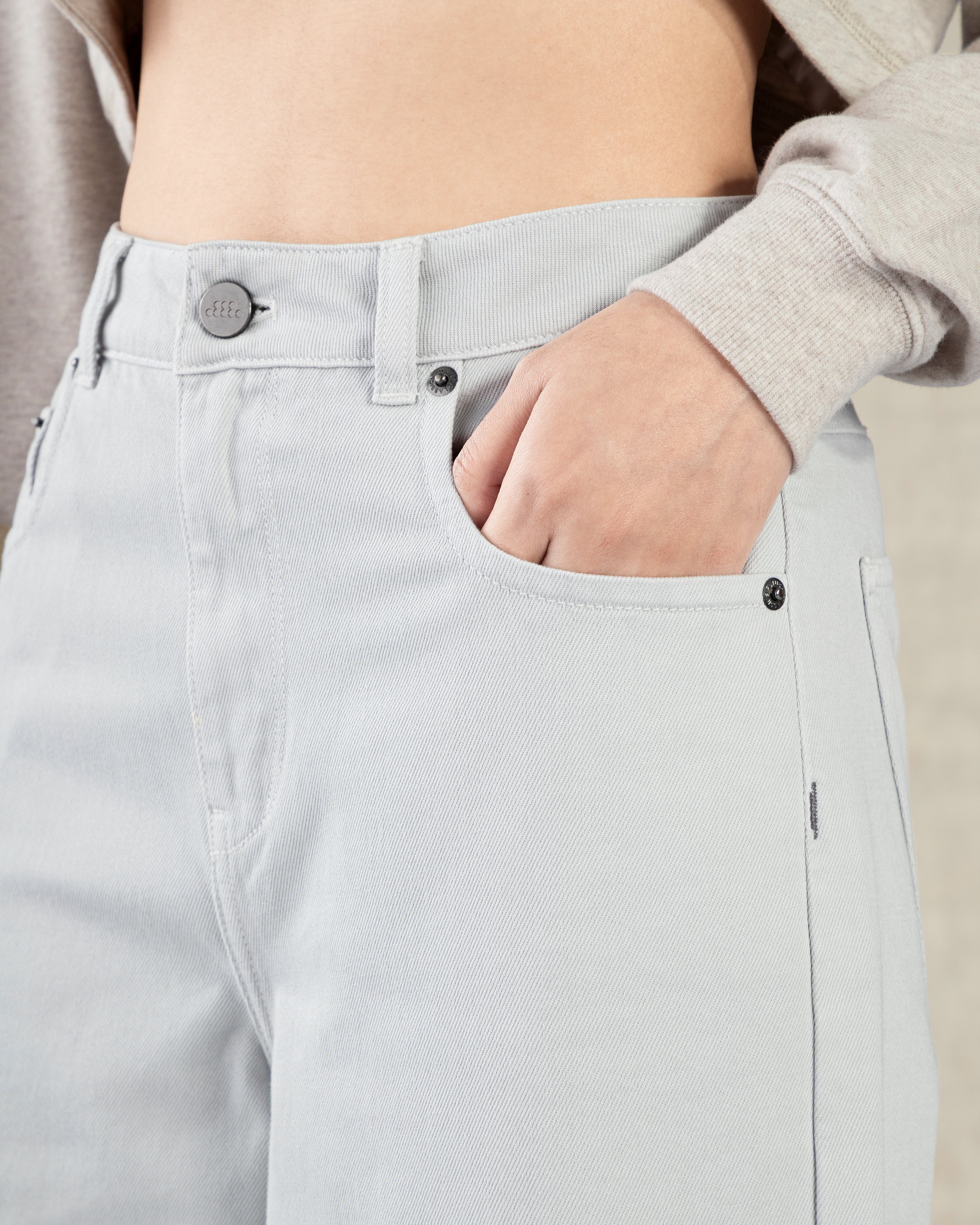 Flint Grey High Waisted Barrel Jeans Womens Barrel Leg Shaped Denim