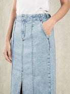 Bleach Indigo Panel Denim Skirt Classic Denim Long Skirt