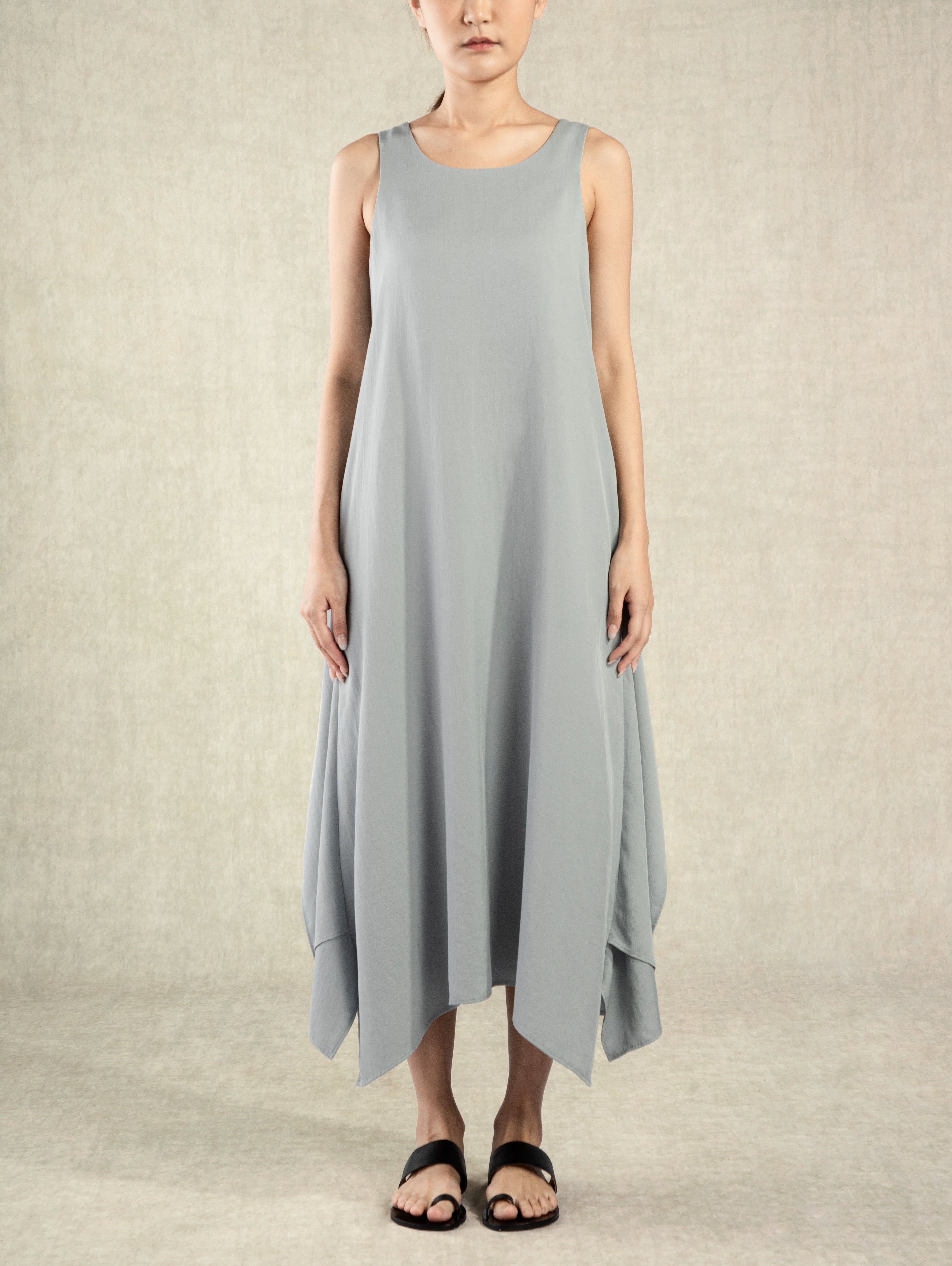 Light Blue Drape Dress Womens Summer Long Dress