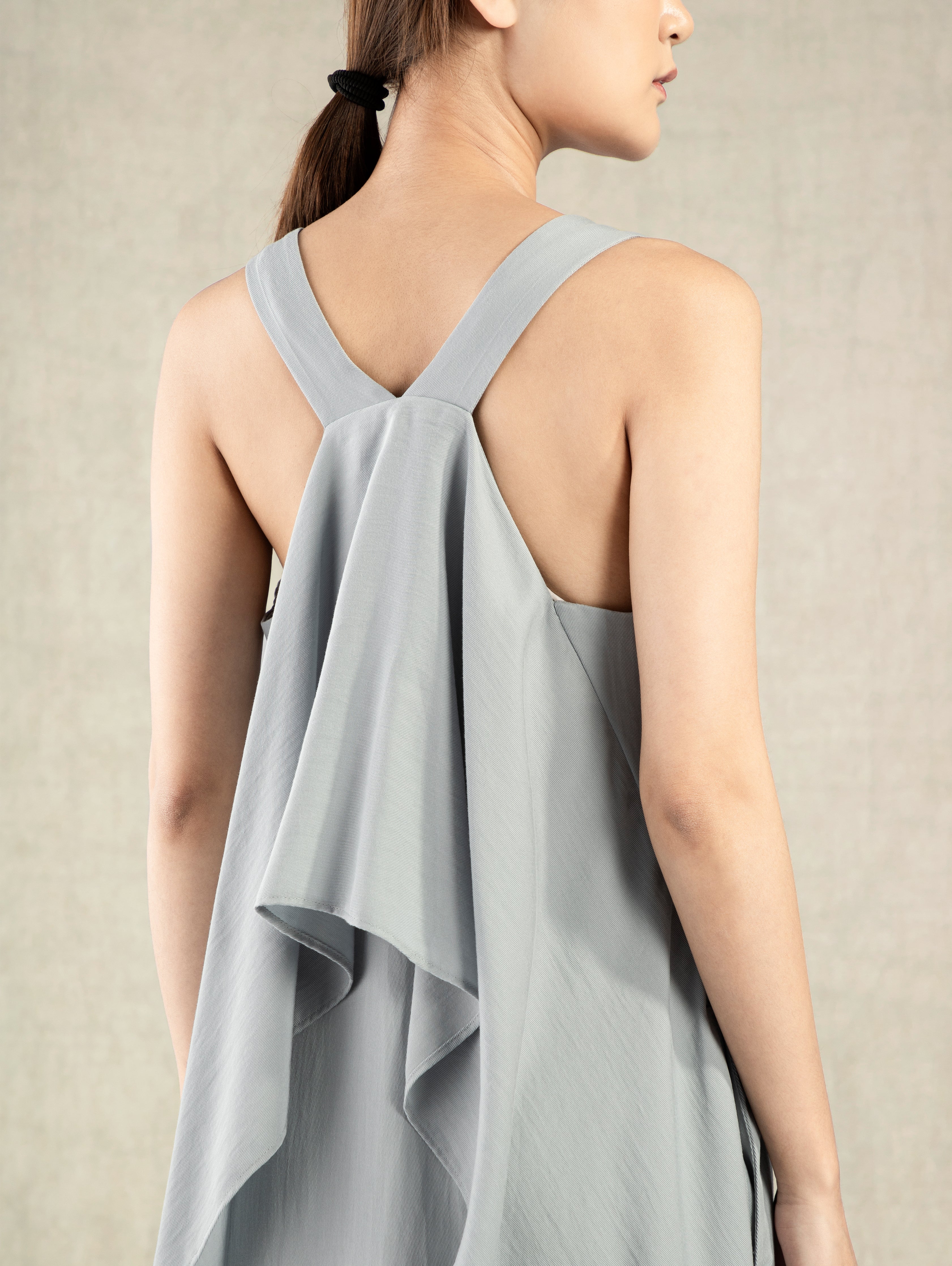 Light Blue Drape Dress Womens Summer Long Dress