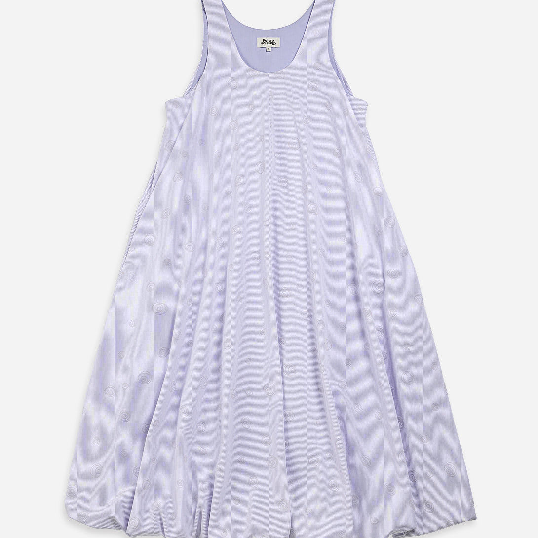 Pastel Lilac Stripe Flocking Bubbles Balloon Dress Womens Future Classics Summer Long Dress