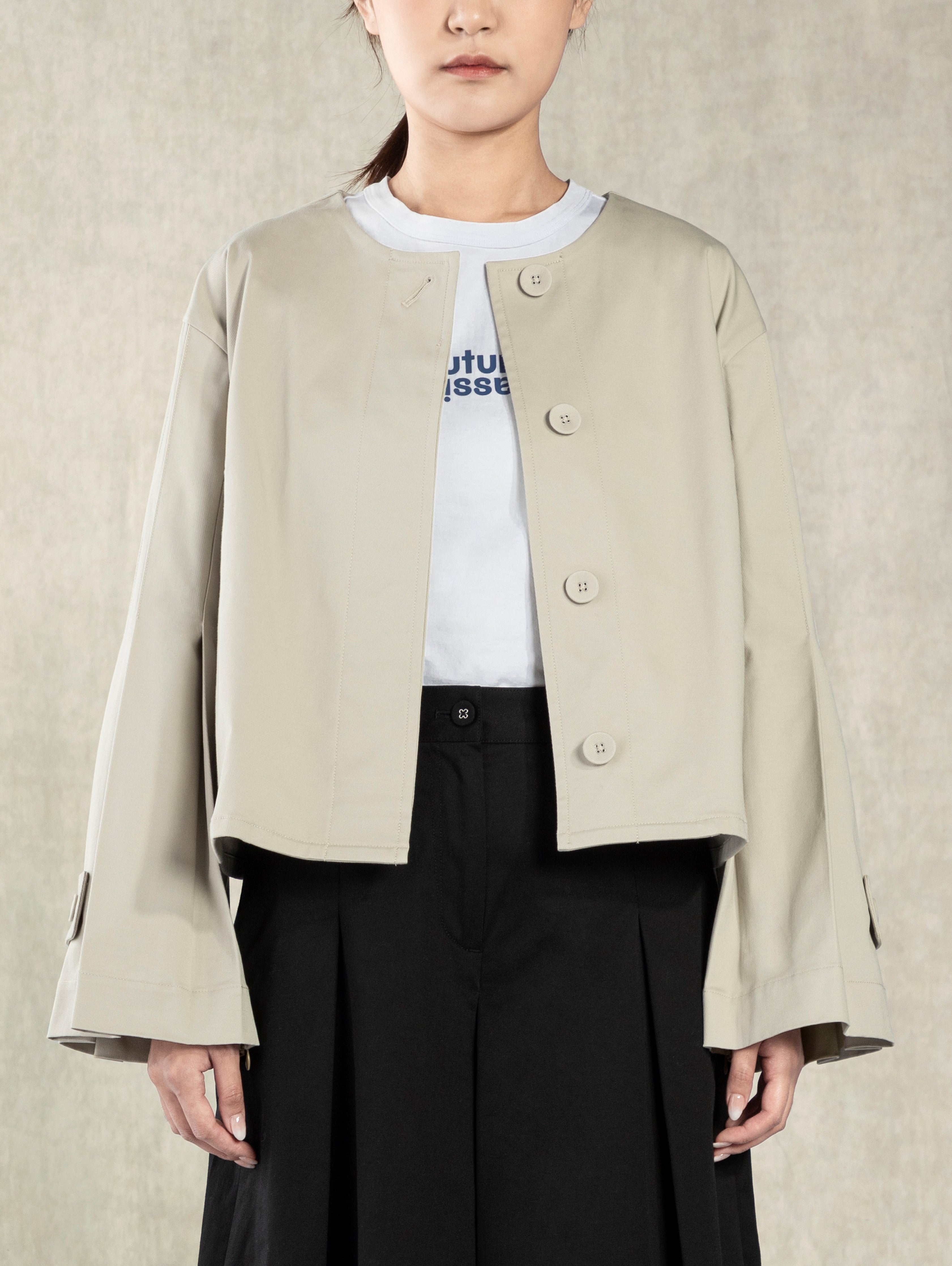 Pumice Stone Accordion Jacket Cropped Lightweight Jacket