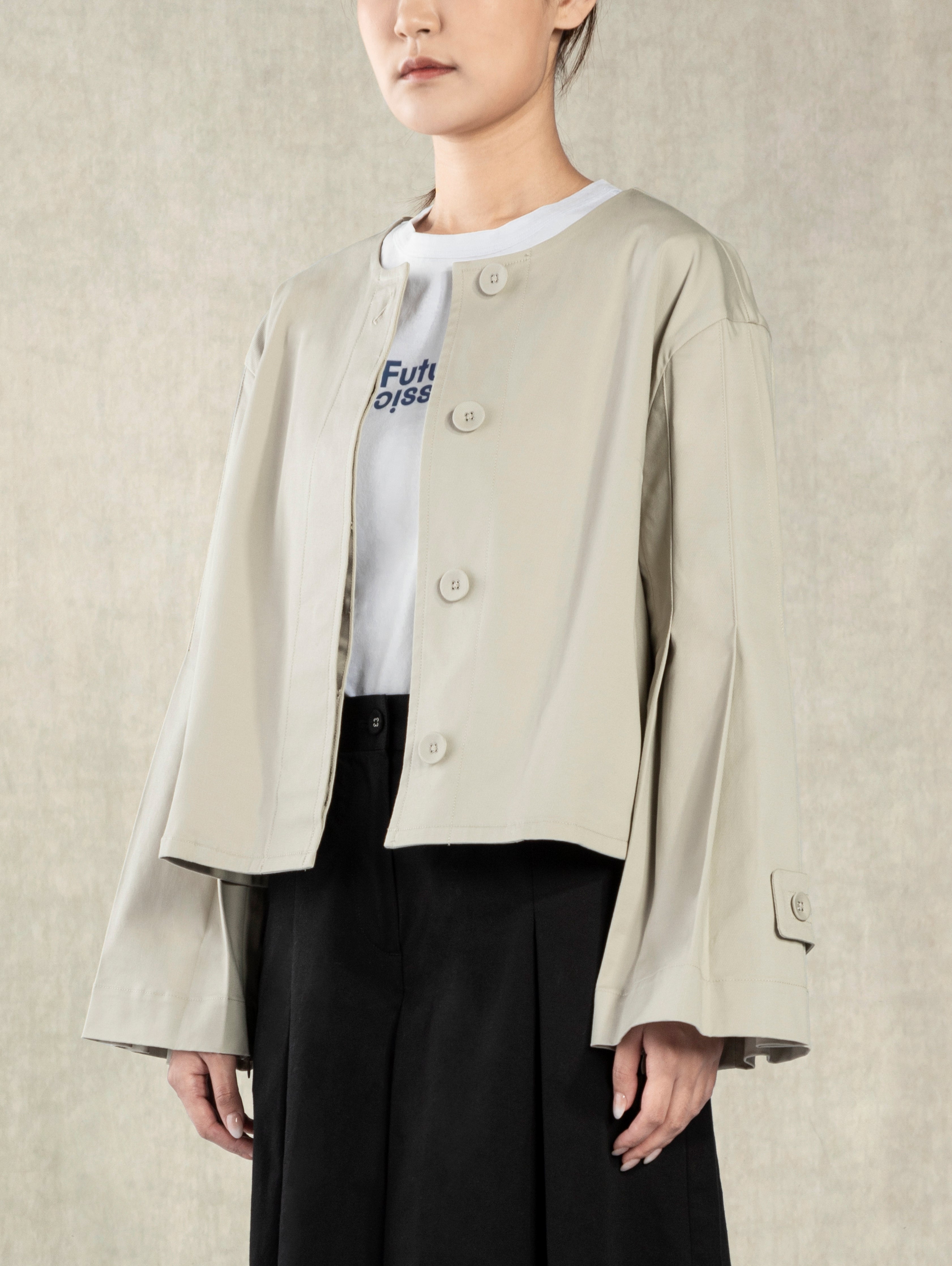 Pumice Stone Accordion Jacket Cropped Lightweight Jacket