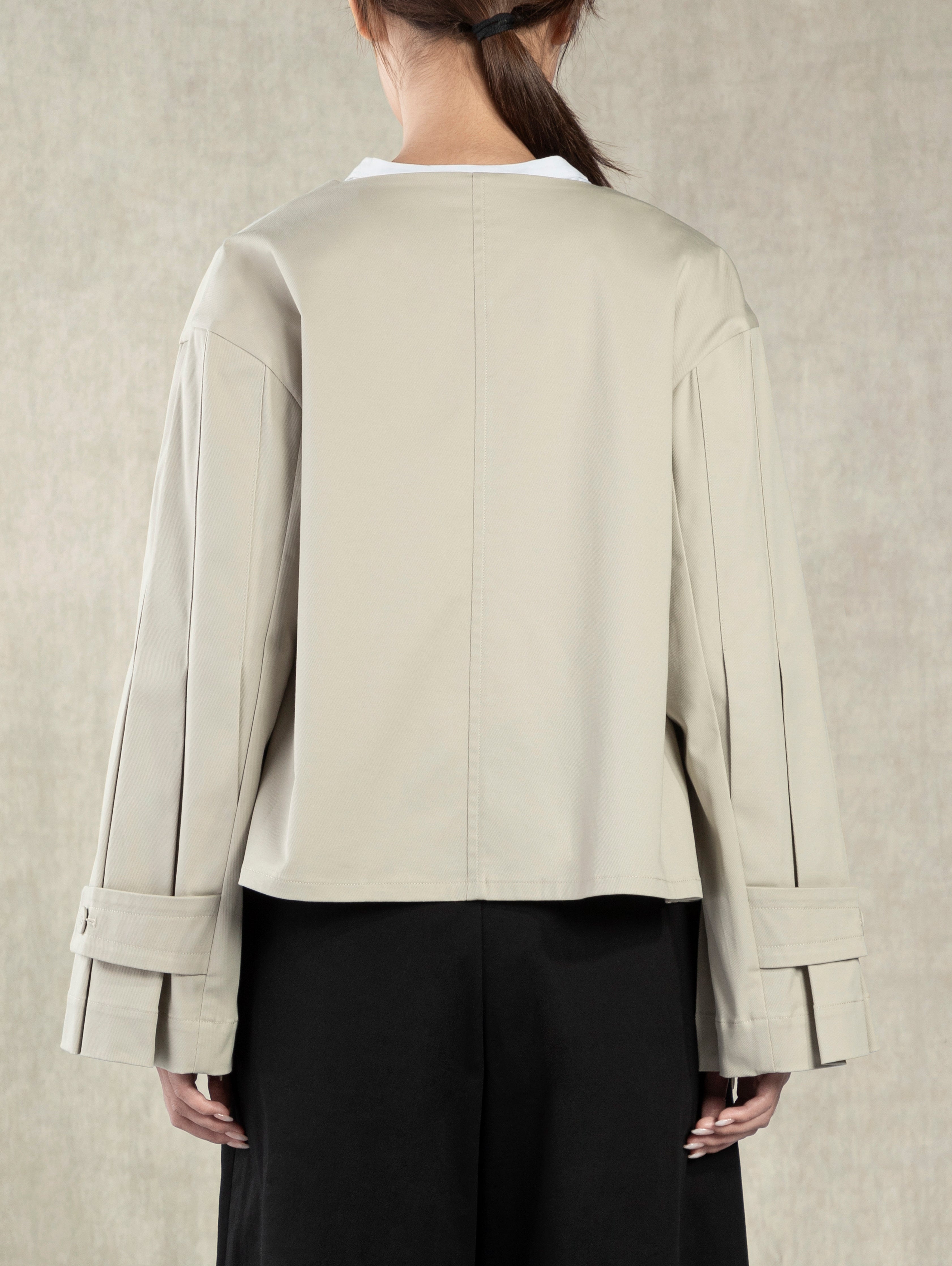 Pumice Stone Accordion Jacket Cropped Lightweight Jacket