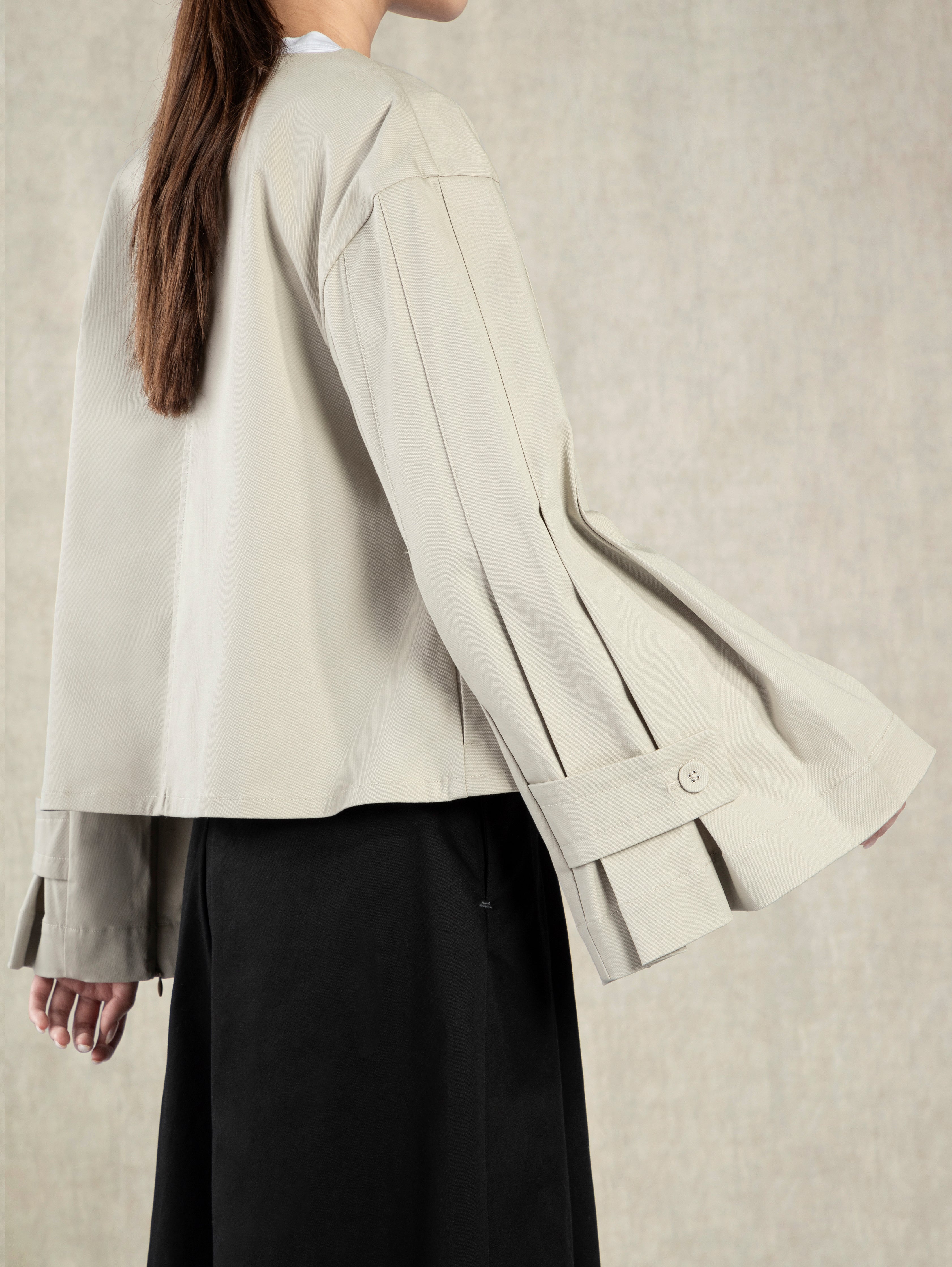 Pumice Stone Accordion Jacket Cropped Lightweight Jacket