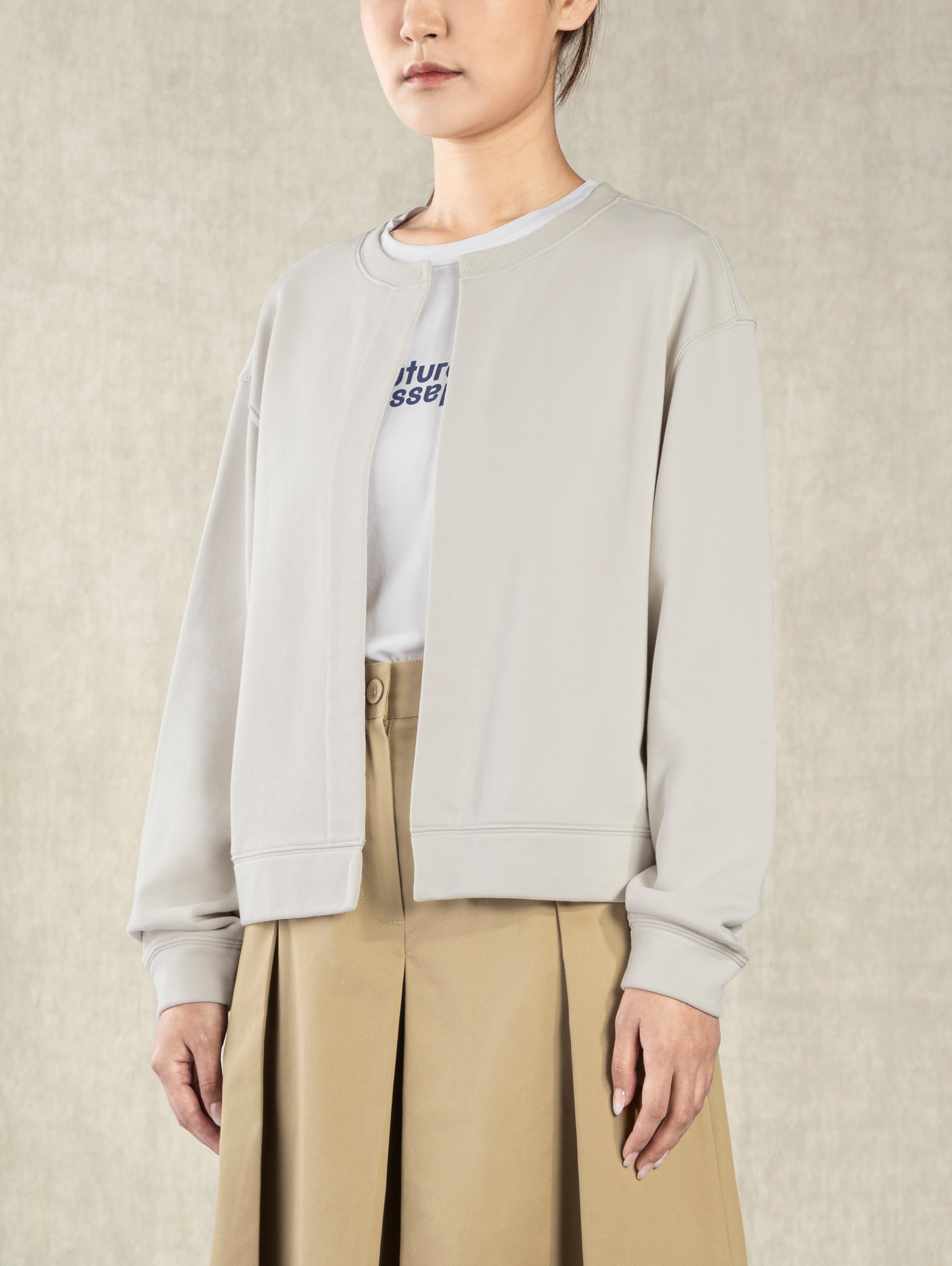 Stone Grey Split Cardigan Womens Casual Open Cardigan