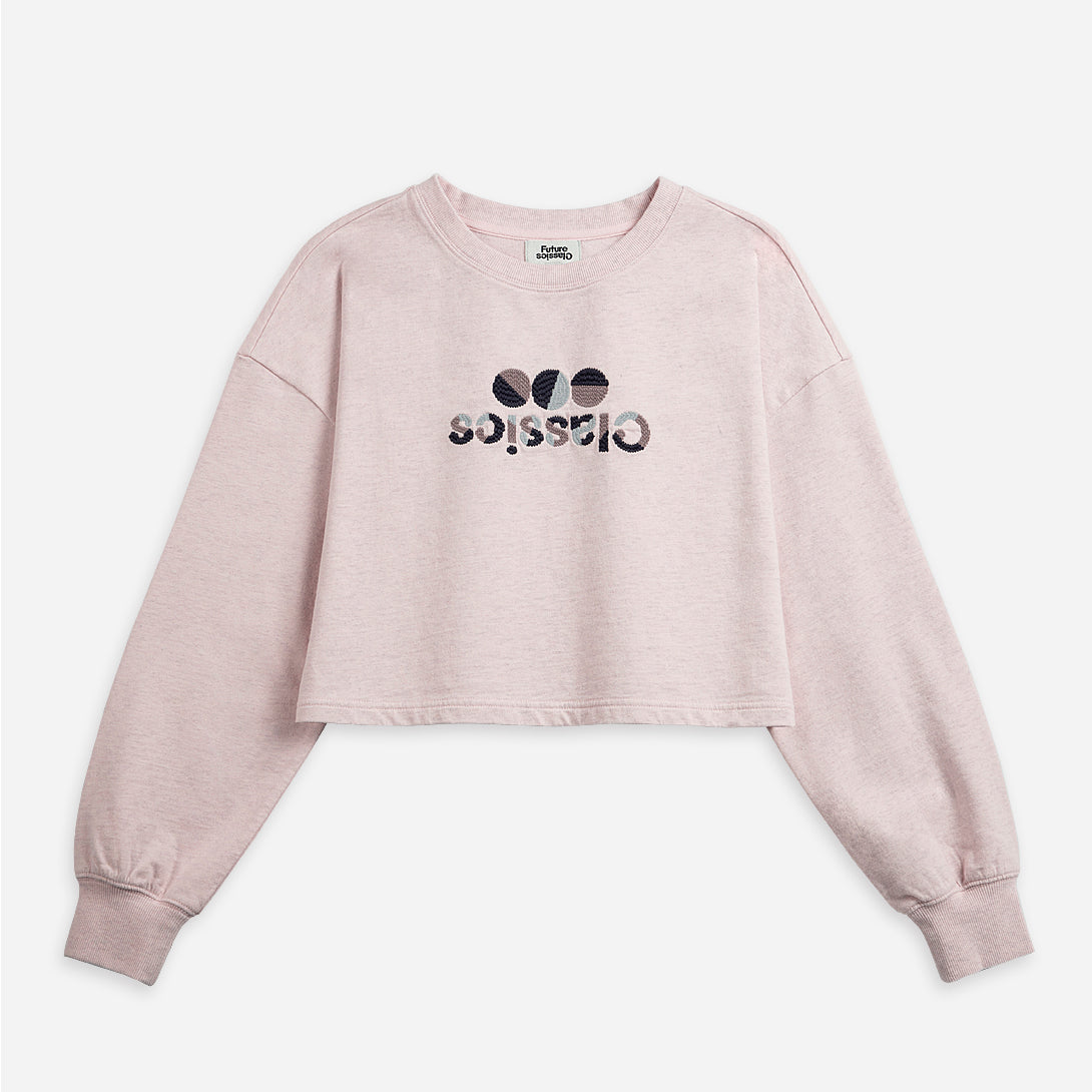 Heather Pink FC Crewneck Top Womens Embroidered Pullover