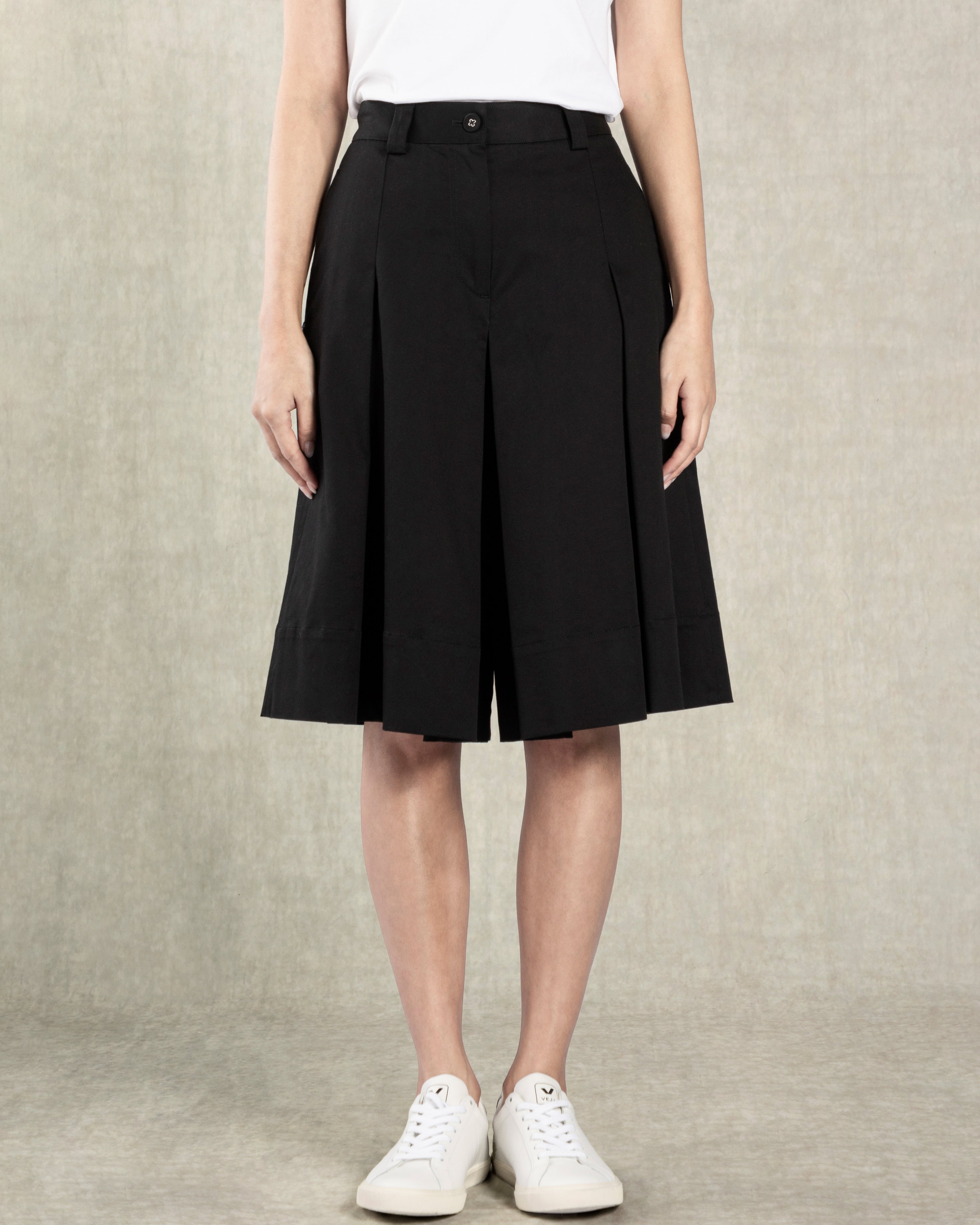 Moonless Night Pleated A-line Culottes Wide Leg Loose Fit
