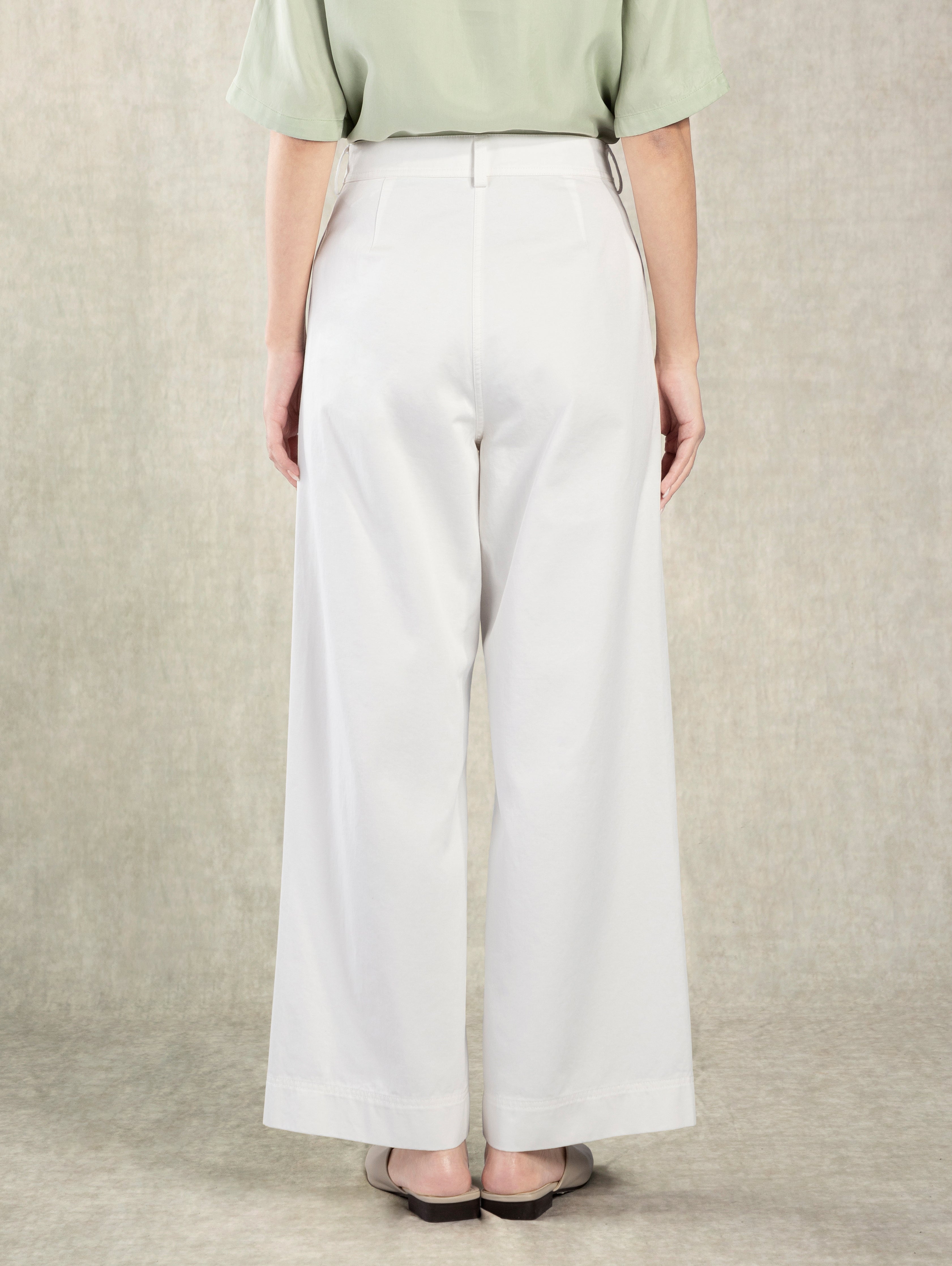 Pure White Cotton Wide Leg Pants Womens Wide Leg Denim