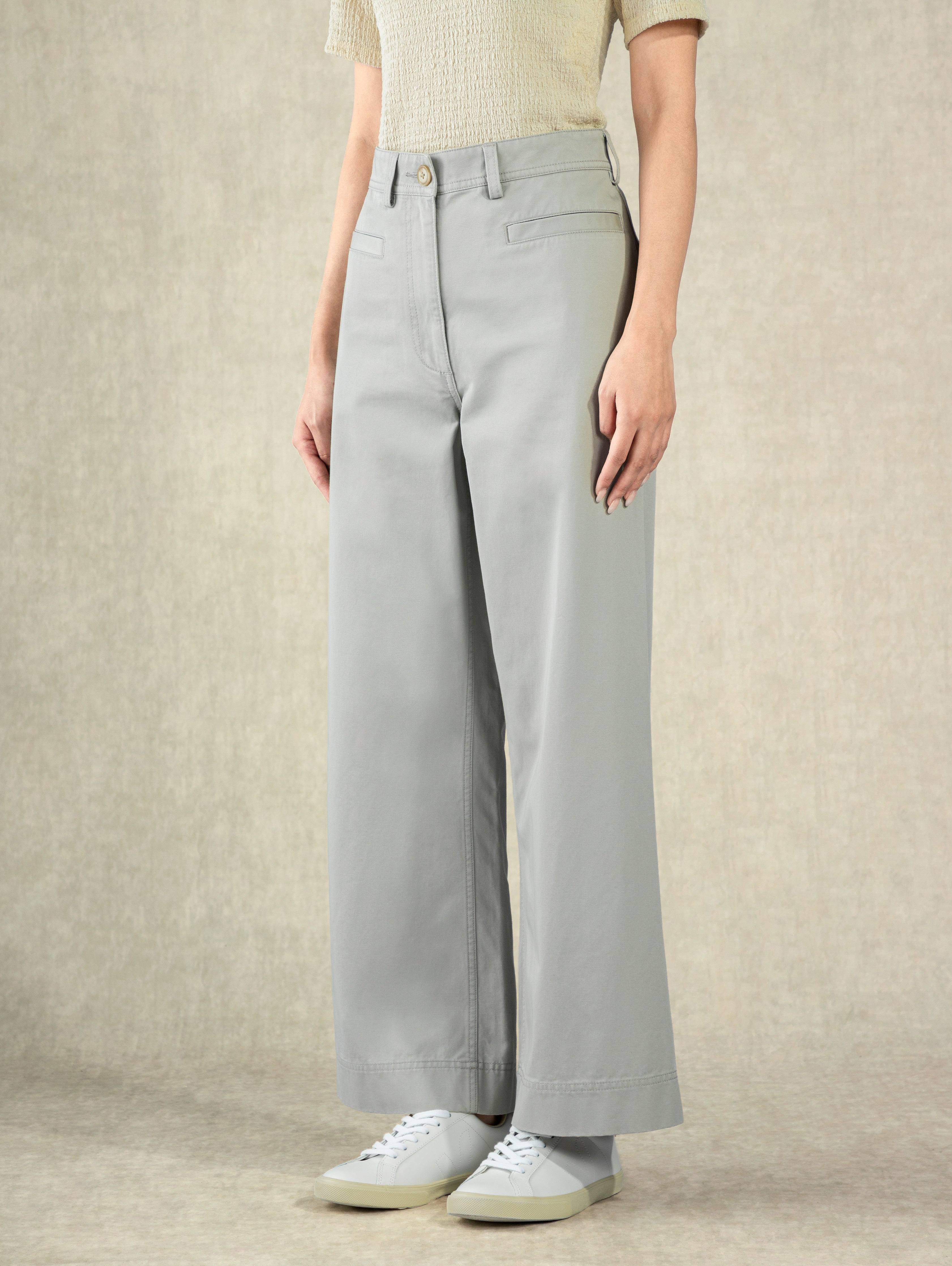 Flint Grey Cotton Wide Leg Pants Womens Wide Leg Denim