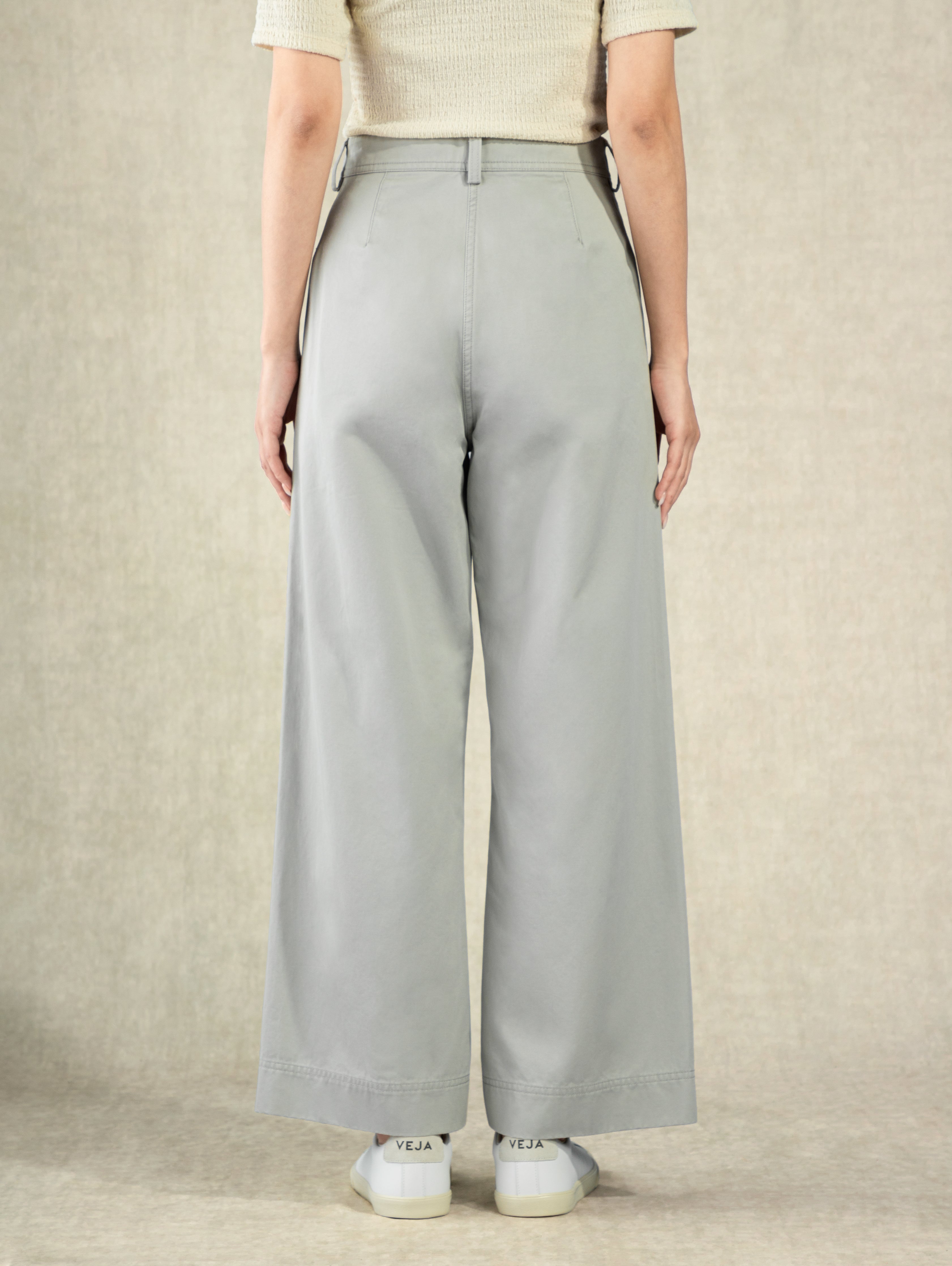 Flint Grey Cotton Wide Leg Pants Womens Wide Leg Denim