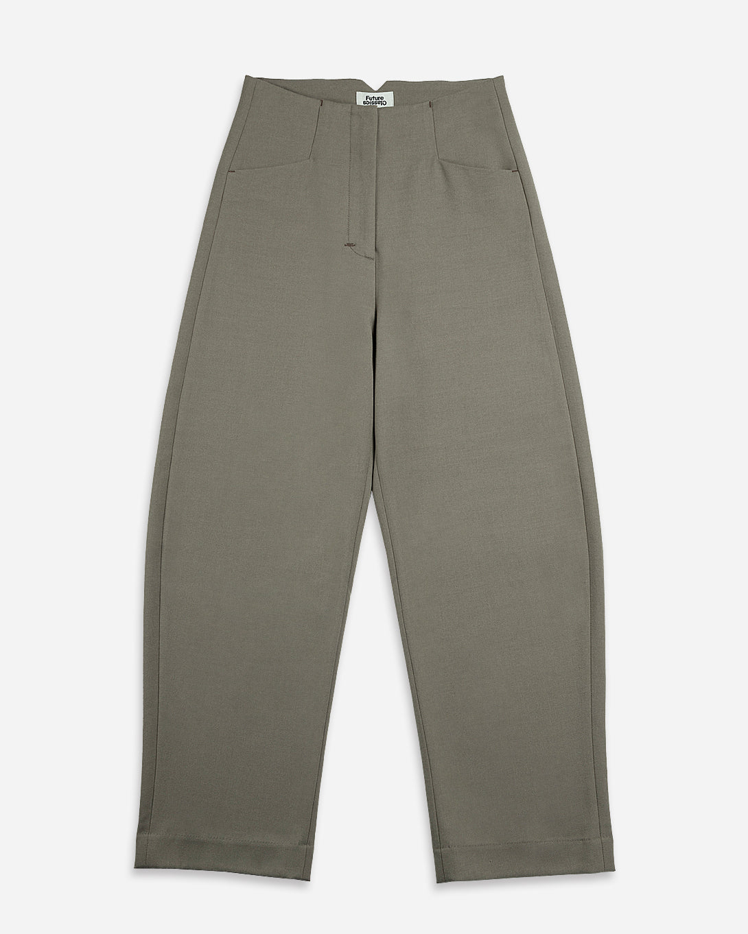 Khaki Seamless Barrel Trousers Womens Relaxed Fit Casual Pant