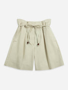 Pumice Stone Paperbag Belted Shorts Womens Casual Belt Loop Shorts