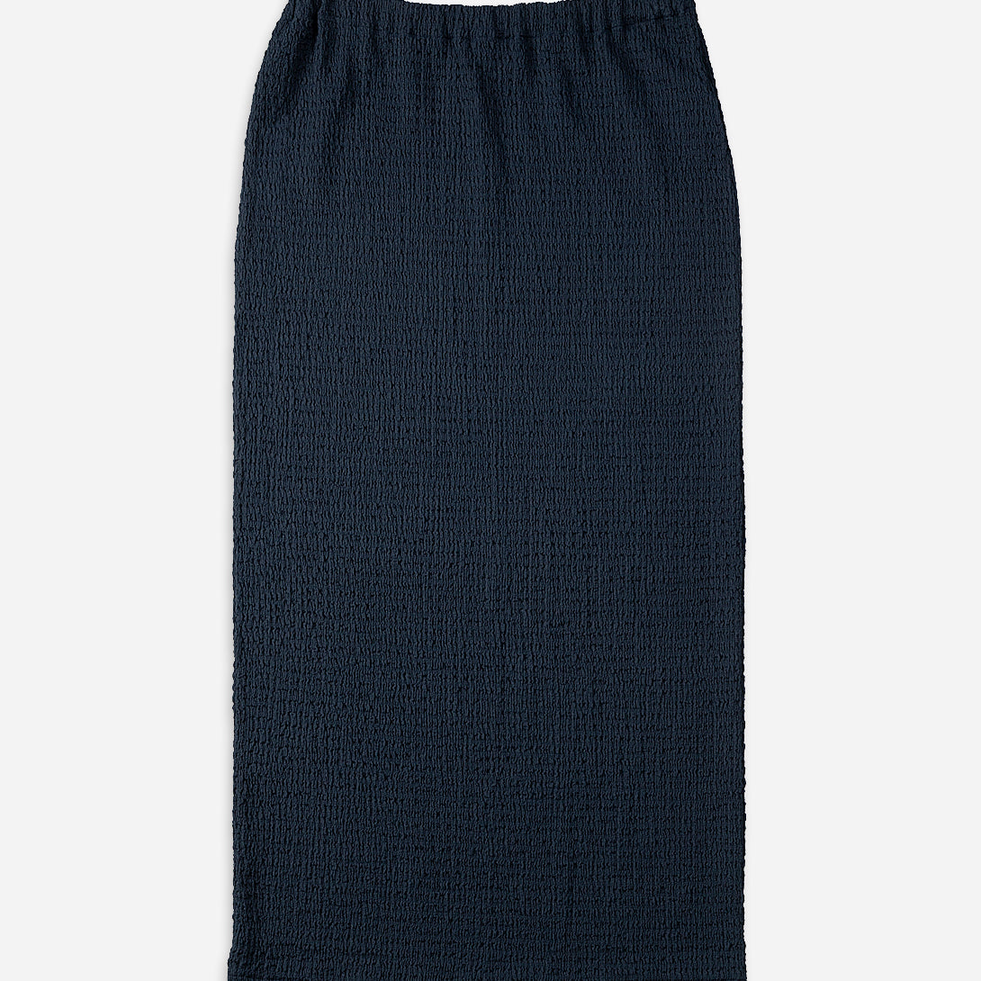 Navy Blazer Elastic Waistband Skirt Womens Textured Long Skirt