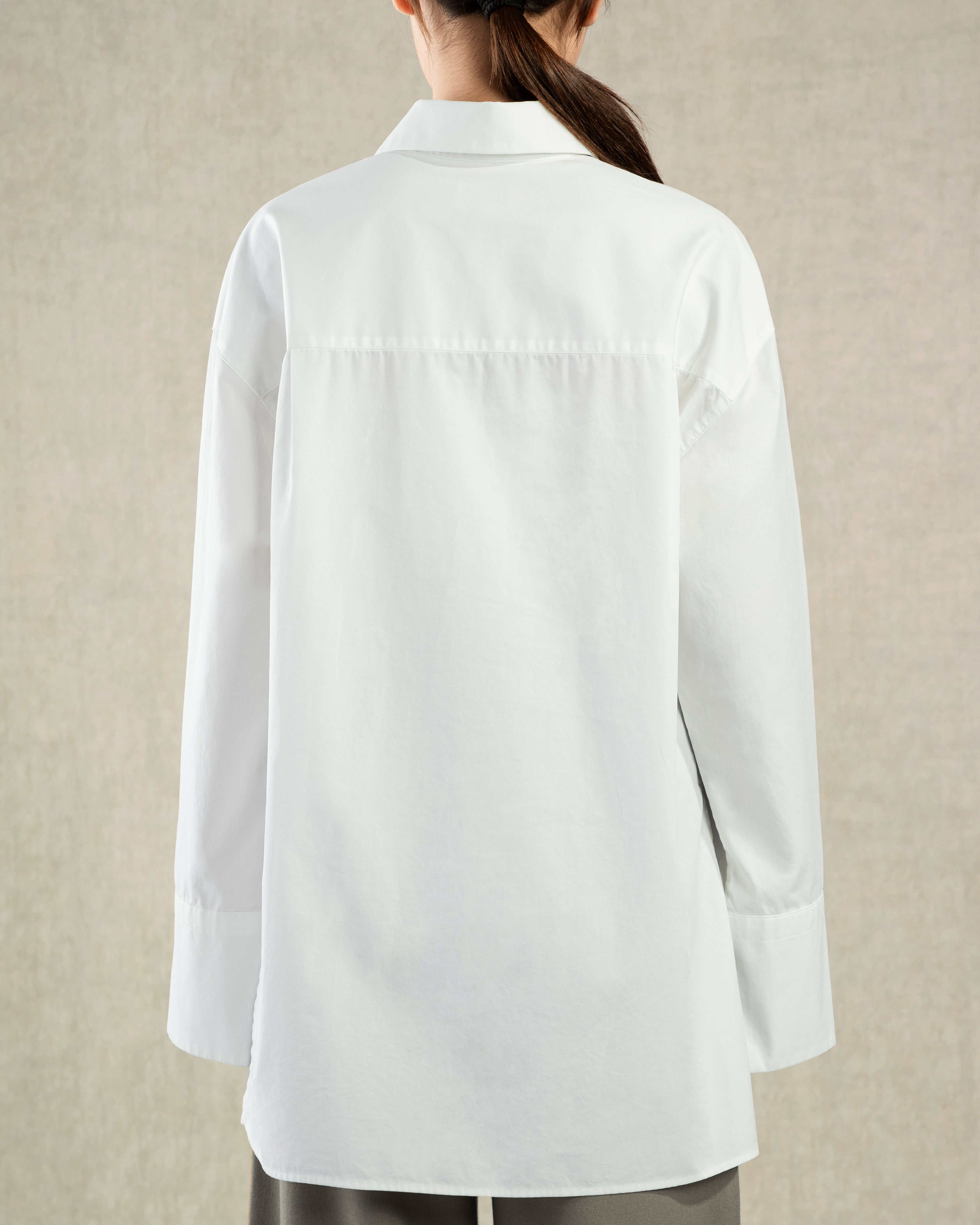 Pure White Oversized Shirt Womens Button Up Woven Long Sleeve