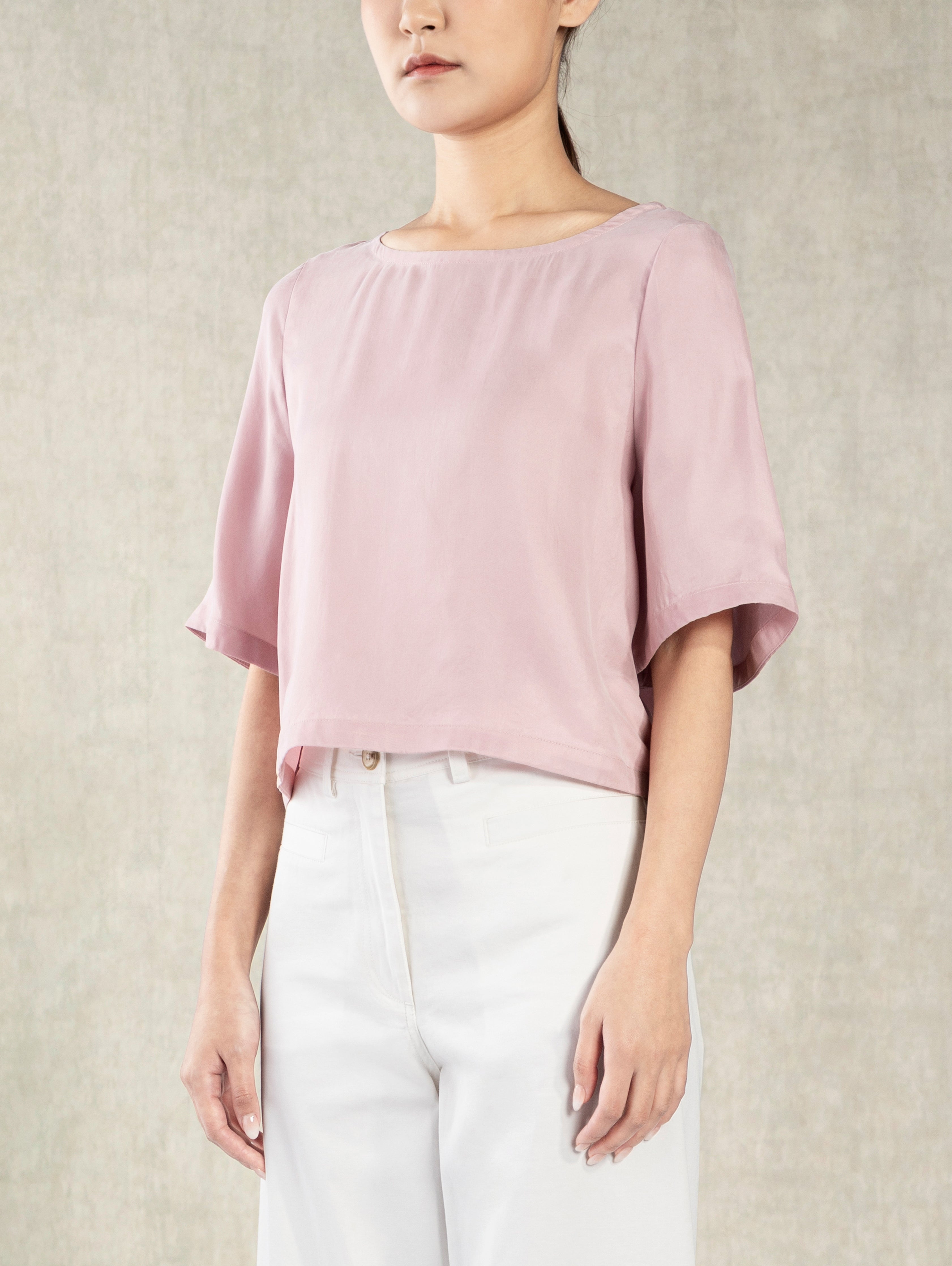 Evening Sand Fluid Boxy Top Womens Cropped Shirt