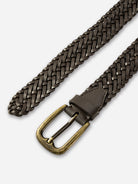 Dk Brown Leather Weave Belt ONS Mens Belt Genuine Leather