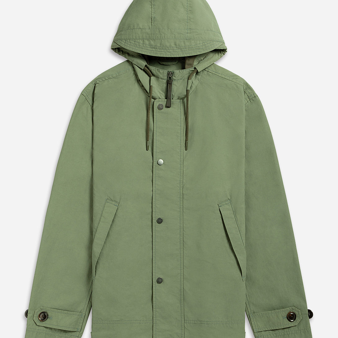 AGAVE GREEN Scout Cotton Nylon Parka Mens Water Repellent Zip Up