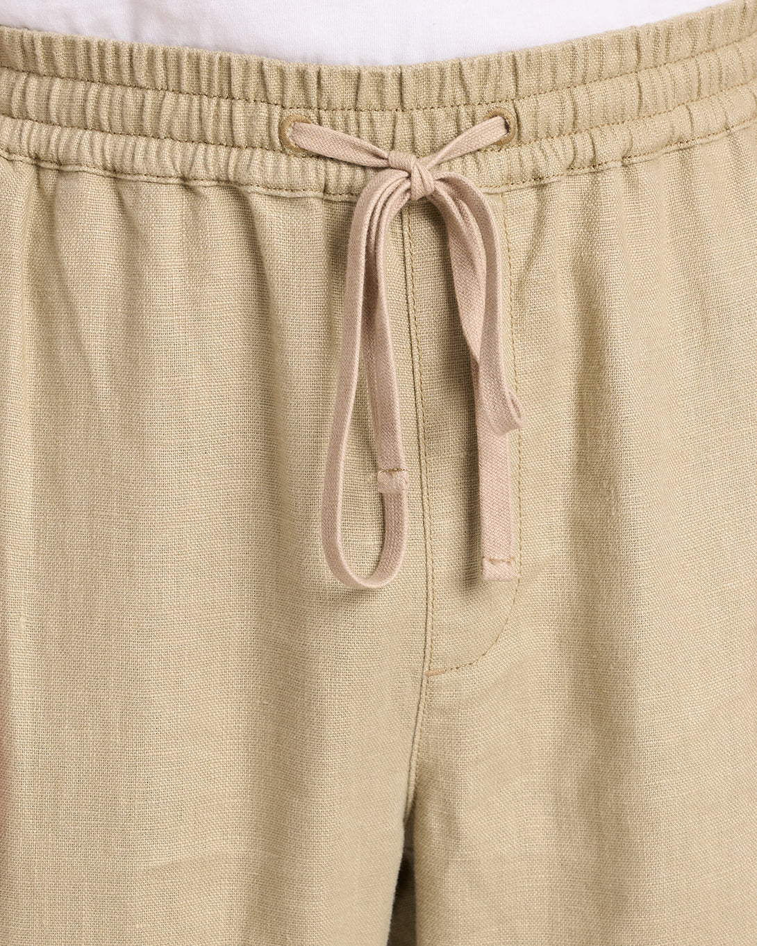 Khaki Ward Linen Pants Mens ONS Sumer Linen Drawstring Trouser
