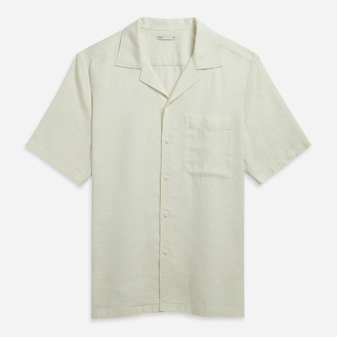 Silver Birch Rockaway Cotton Linen Shirt Mens Camp Collar Pocket Shirt