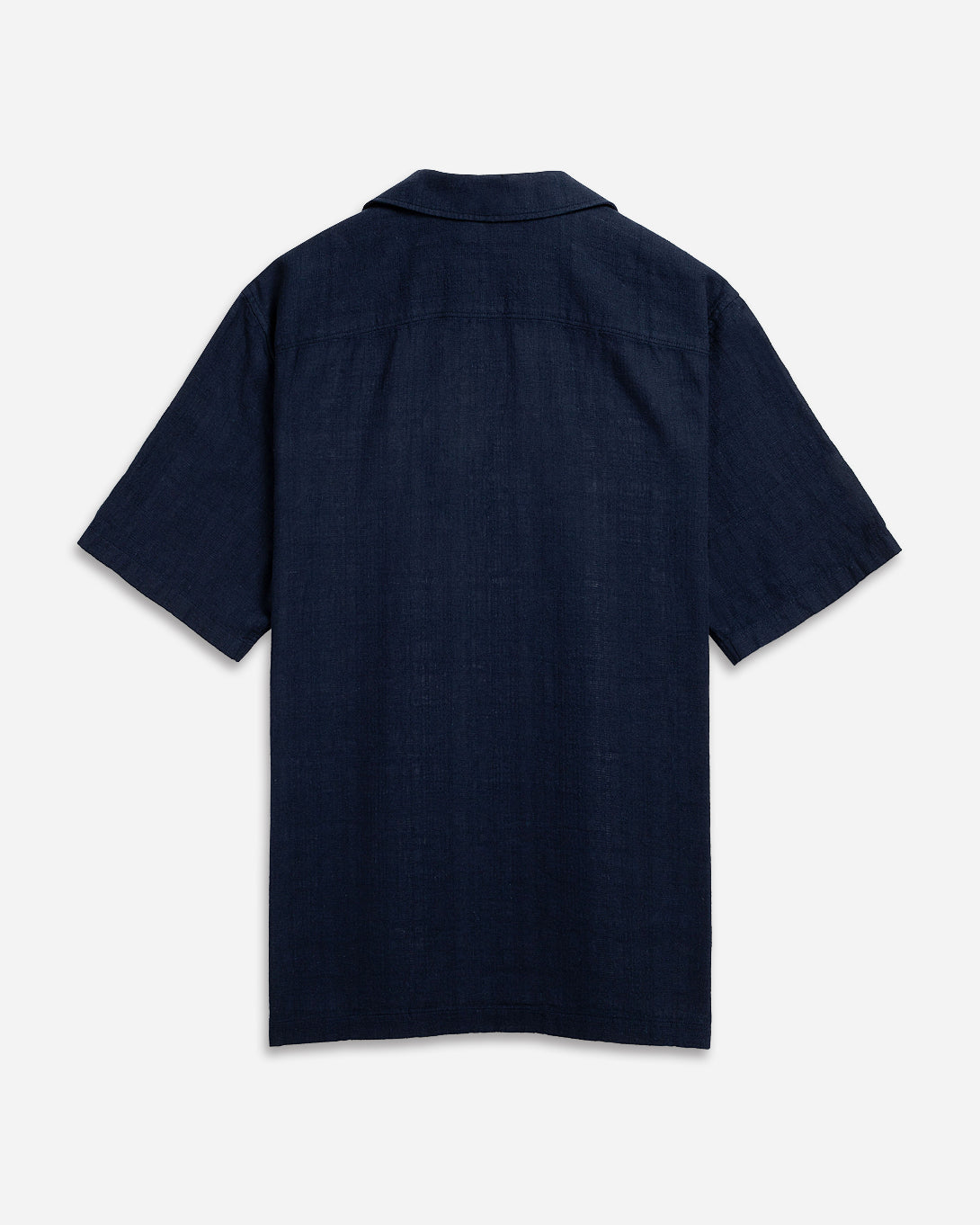 Navy Rockaway Cotton Linen Shirt Mens Camp Collar Pocket Shirt