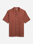 Brick Rockaway Cotton Linen Shirt Mens Camp Collar Pocket Shirt
