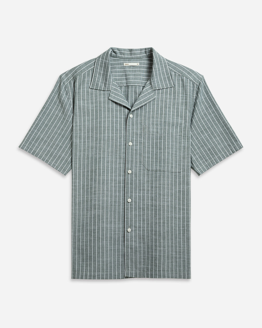 Agave Green/White Stripe Rockaway Stripe Shirt Mens Camp Collar Summer Button Tee
