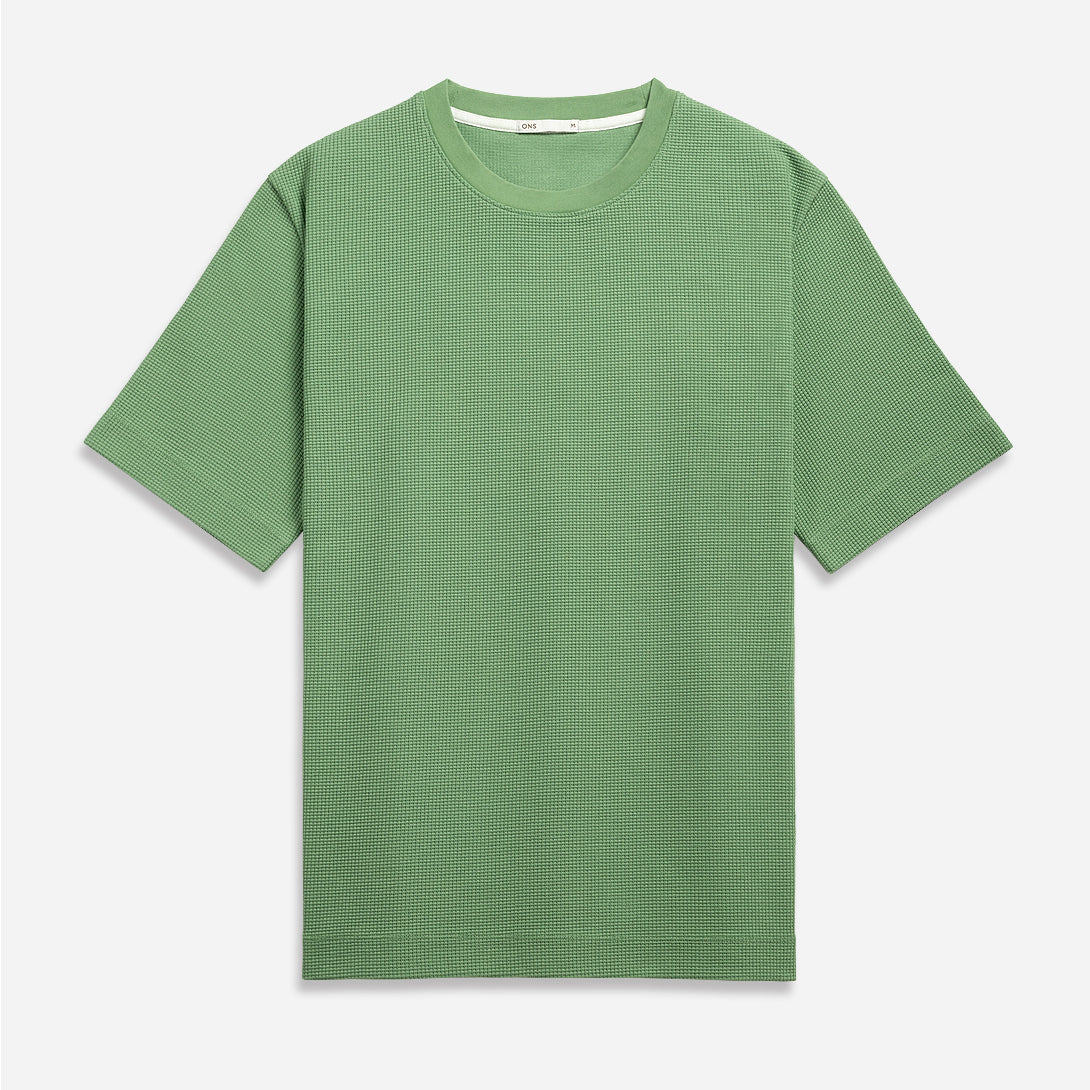 BASIL GREEN Baseile Waffle Tee Mens Textured Seasonal Shirt