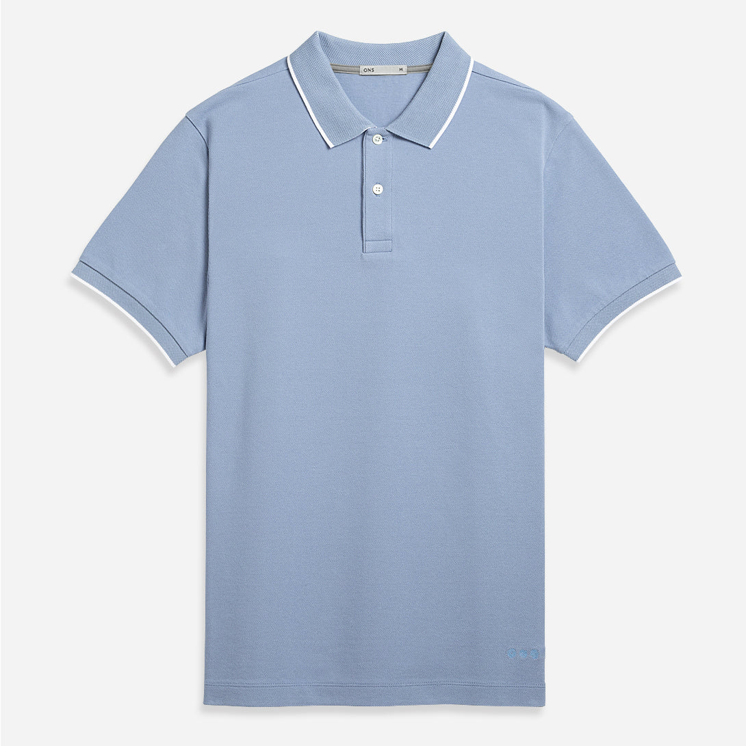 Lavender Blue Bennett Pique Polo Mens Seasonal Shirt Two Toned
